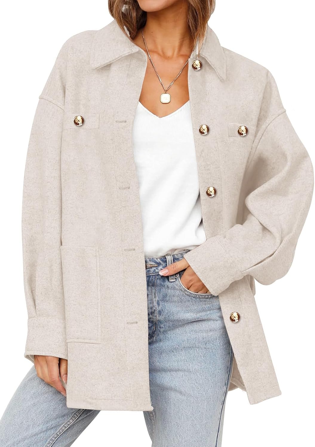 Dokotoo Women’s Fall Oversized Long Sleeve Shacket Jackets 2024 Button Down Coats with Pockets Dokotoo Women’s Fall Oversized Long Sleeve Shacket Jackets 2024 Button Down Coats with Pockets