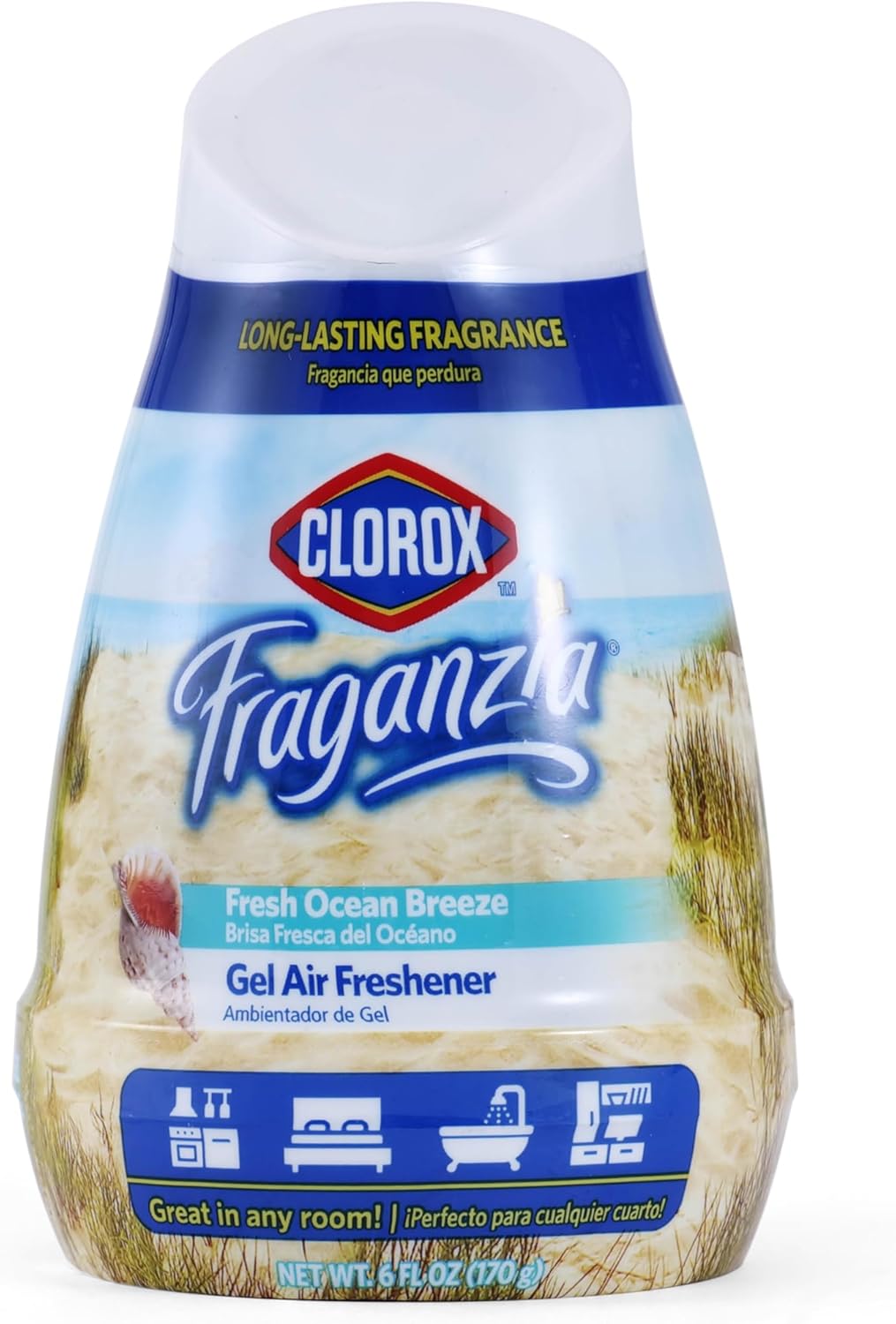 Clorox Fraganzia Cone Gel Air Freshener – Fresh Ocean Breeze – Long-Lasting Gel Air Freshener for Closets, Bathrooms, Kitchens, Offices – Air Fresheners for Home, Bedroom or Car – 1 Pack, 6oz Clorox Fraganzia Cone Gel Air Freshener – Fresh Ocean Breeze – Long-Lasting Gel Air Freshener for Closets, Bathrooms, Kitchens, Offices – Air Fresheners for Home, Bedroom or Car – 1 Pack, 6oz