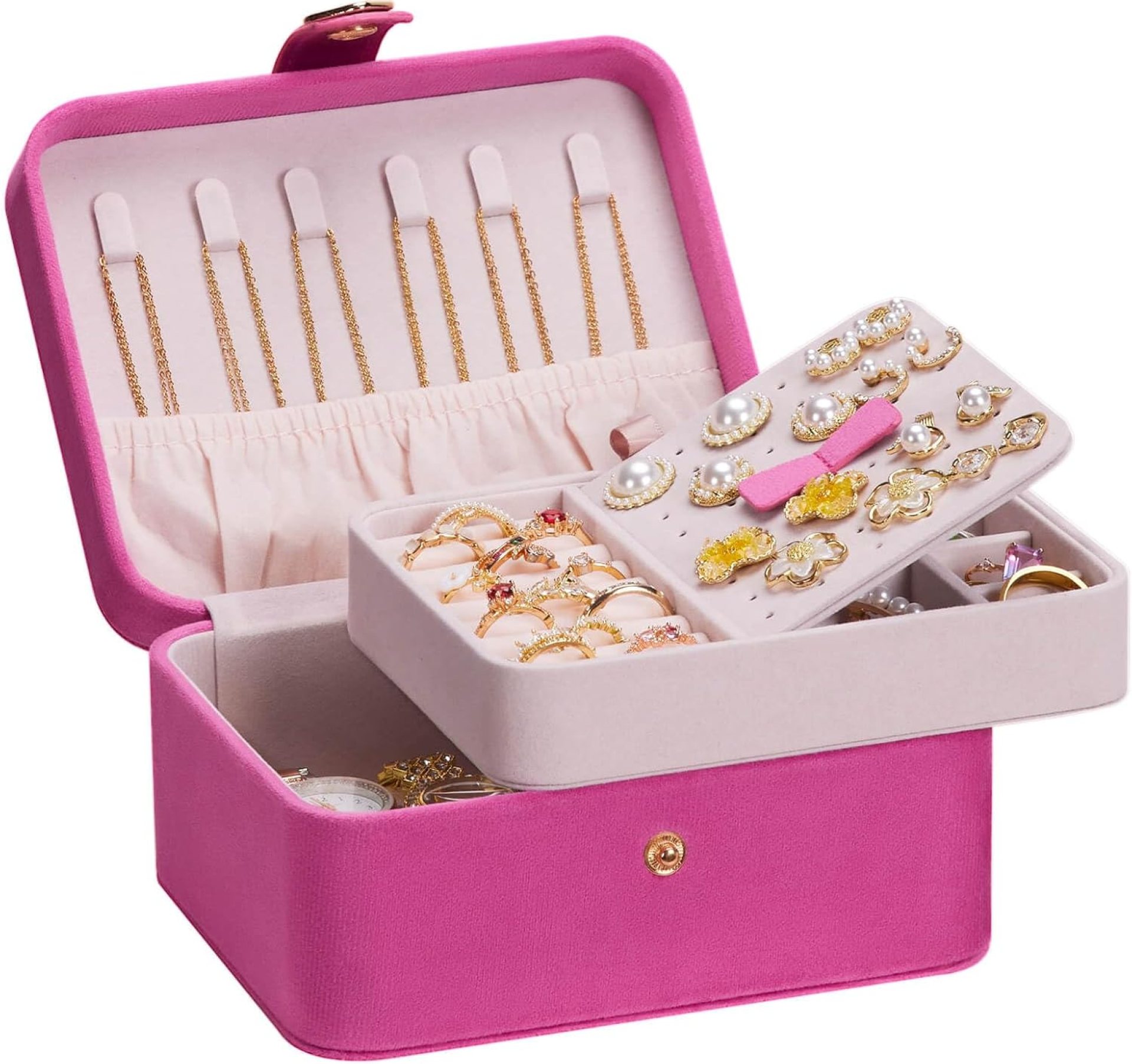 Homde Jewelry Box Small for Women: Ring Earring Organizer Storage for Dresser – Necklace Bracelets Holder with Multi Compartments(Pink) Homde Jewelry Box Small for Women: Ring Earring Organizer Storage for Dresser – Necklace Bracelets Holder with Multi Compartments(Pink)
