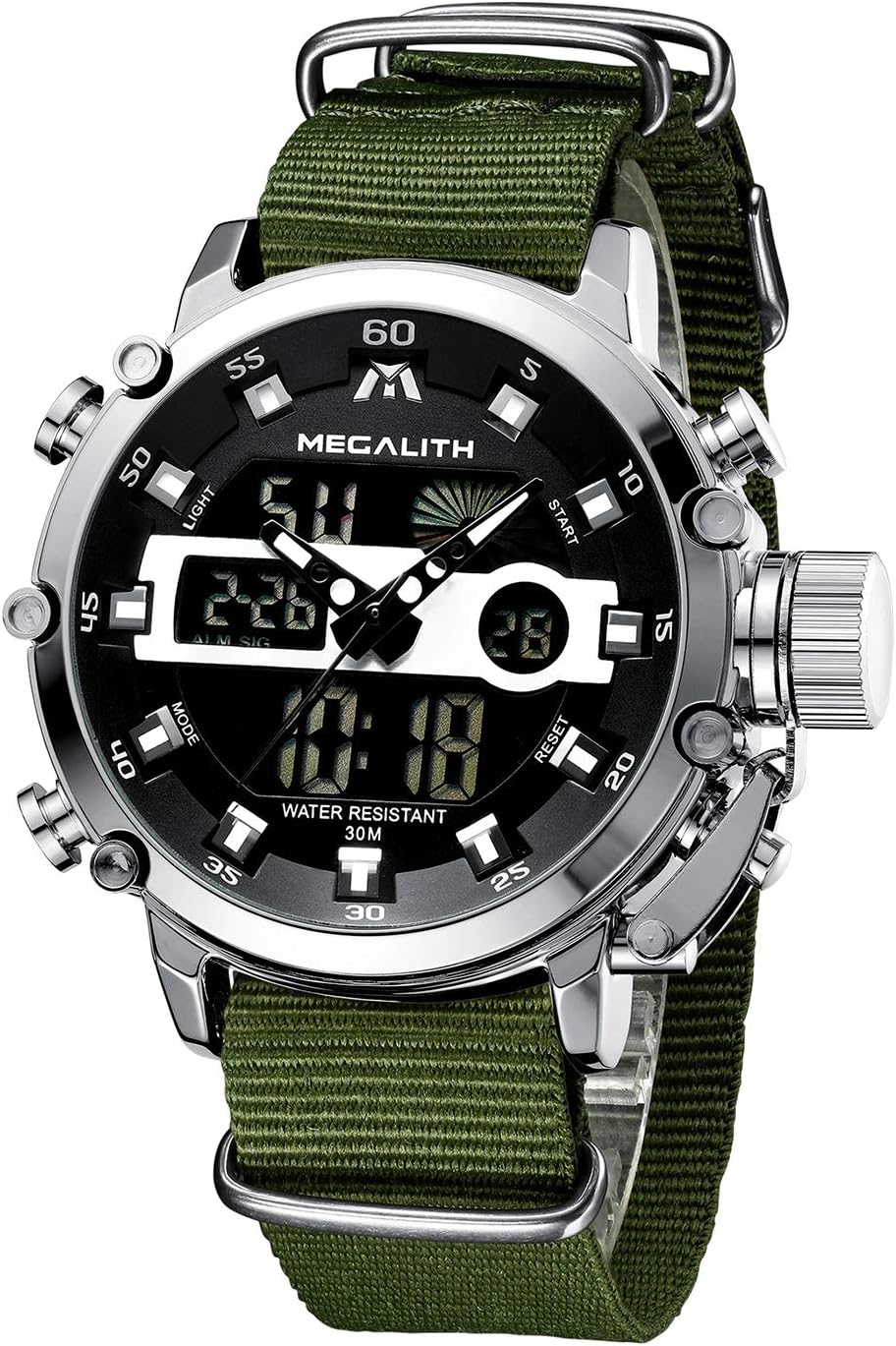 MEGALITH Mens Watches Waterproof Digital Military Sport Tactical Multifunction Heavy Duty Led Rugged Watch for Men, Alarm Stopwatch, Nylon/Leather Strap MEGALITH Mens Watches Waterproof Digital Military Sport Tactical Multifunction Heavy Duty Led Rugged Watch for Men, Alarm Stopwatch, Nylon/Leather Strap