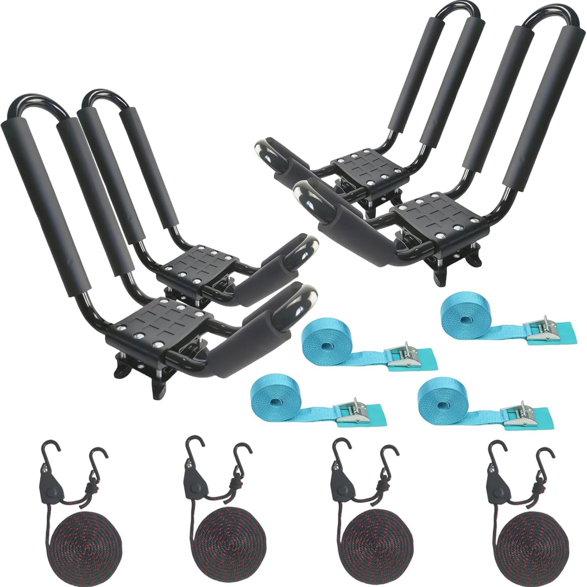 2 Pairs Heavy Duty Kayak Rack-Includes 4 Pcs Ratchet Tie-Mount on Car Roof Top Crossbar-Easy to Carry Kayak Canoe Boat Surf Ski (J-Bar Rack) 2 Pairs Heavy Duty Kayak Rack-Includes 4 Pcs Ratchet Tie-Mount on Car Roof Top Crossbar-Easy to Carry Kayak Canoe Boat Surf Ski (J-Bar Rack)