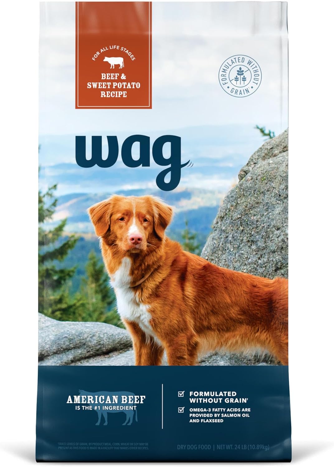Amazon Brand – Wag Dry Dog Food Beef & Sweet Potato, Grain Free 24 lb Bag Amazon Brand – Wag Dry Dog Food Beef & Sweet Potato, Grain Free 24 lb Bag