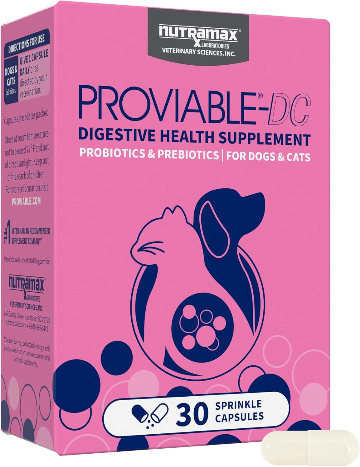 Nutramax Laboratories 30 Count Proviable Health Supplement for Cats and Dogs (PROVDC30) Nutramax Laboratories 30 Count Proviable Health Supplement for Cats and Dogs (PROVDC30)