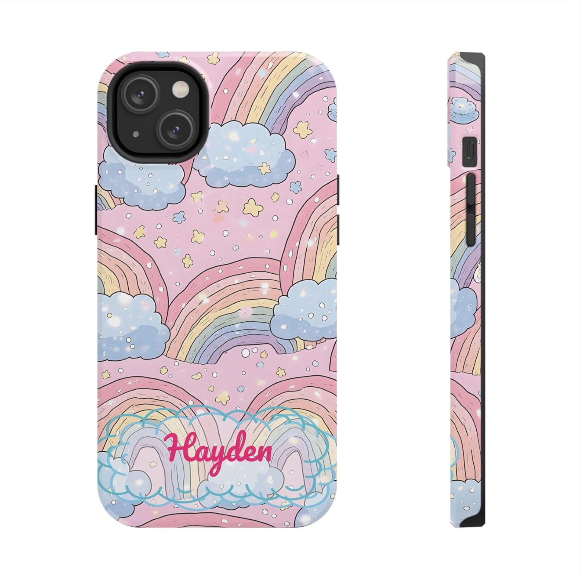 Personalized Happy Rainbows Tough Phone Case, Customize The Latest & Popular Smartphone with Your Name or Initials/Great Gift Personalized Happy Rainbows Tough Phone Case, Customize The Latest & Popular Smartphone with Your Name or Initials/Great Gift