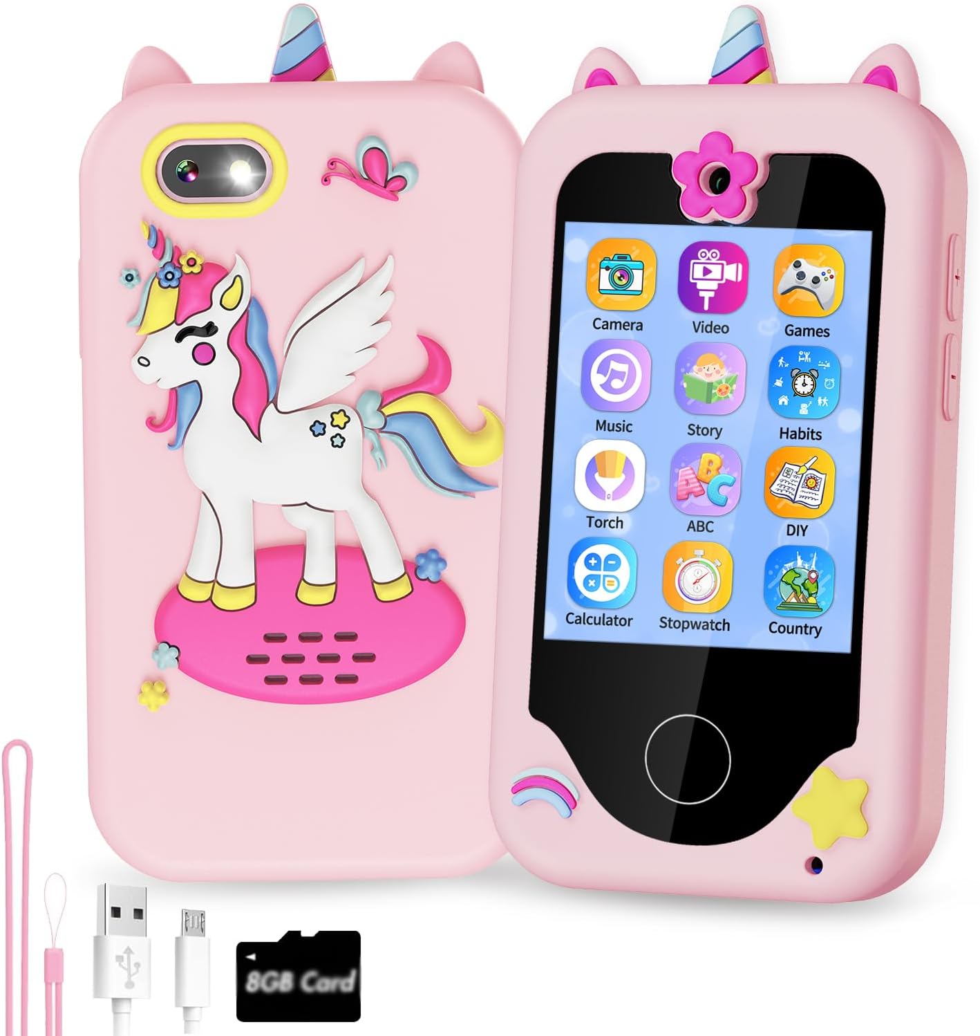 Kids Smart Phone for Girls Gifts for Girls Toys Play Phone with Dual Cameras Music Games Touchscreen Learning Toy Christmas Birthday Gifts for 3 4 5 6 7 Year Old Girls with 8G SD Card Kids Smart Phone for Girls Gifts for Girls Toys Play Phone with Dual Cameras Music Games Touchscreen Learning Toy Christmas Birthday Gifts for 3 4 5 6 7 Year Old Girls with 8G SD Card