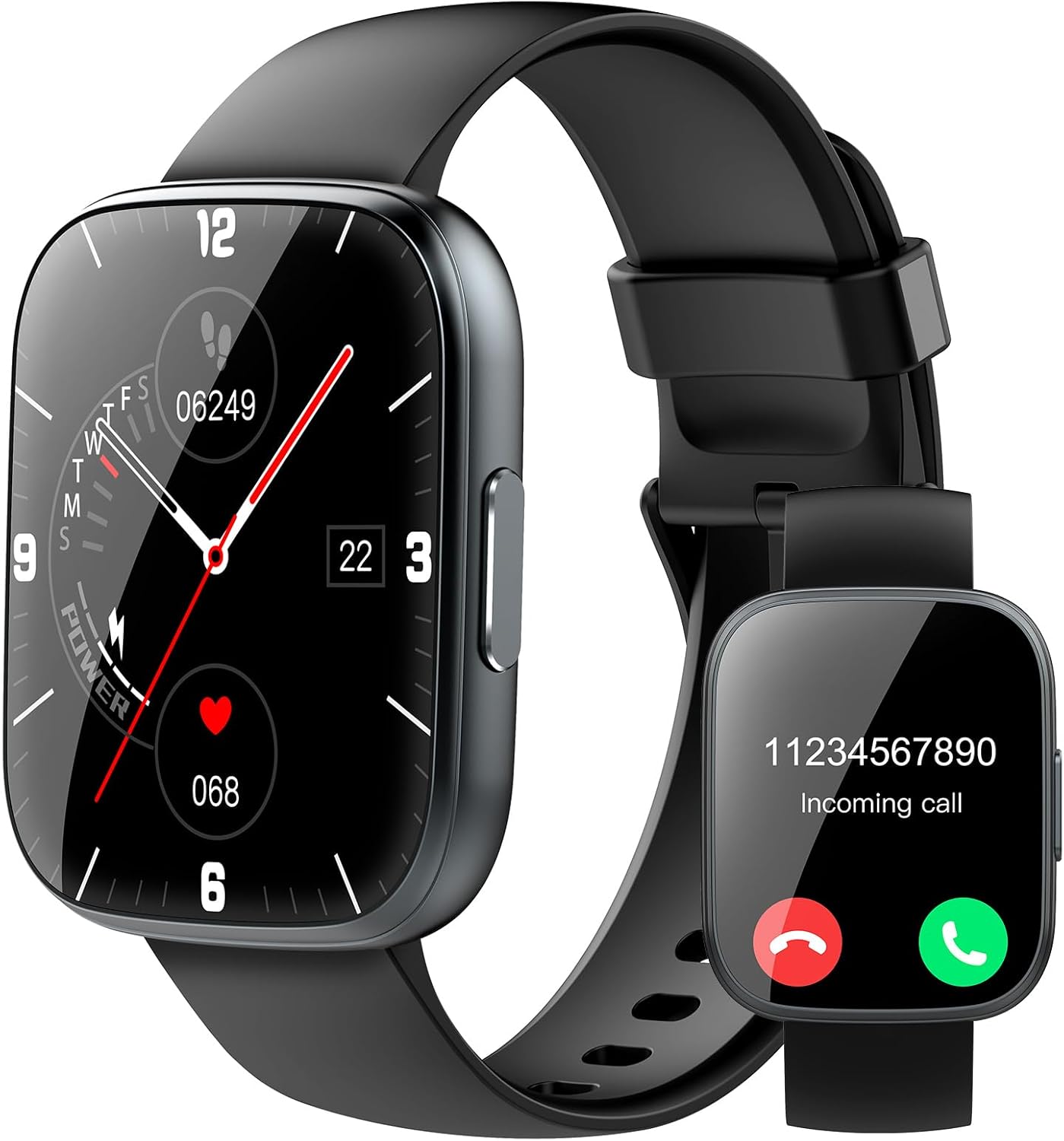 Smart Watch for Men Women Bluetooth Call, 1.95″ HD Touch Screen Fitness Watch with Sleep Heart Rate Monitor, 100+ Sports Modes, IP68 Waterproof Activity Trackers for Android iOS, Black Smart Watch for Men Women Bluetooth Call, 1.95″ HD Touch Screen Fitness Watch with Sleep Heart Rate Monitor, 100+ Sports Modes, IP68 Waterproof Activity Trackers for Android iOS, Black