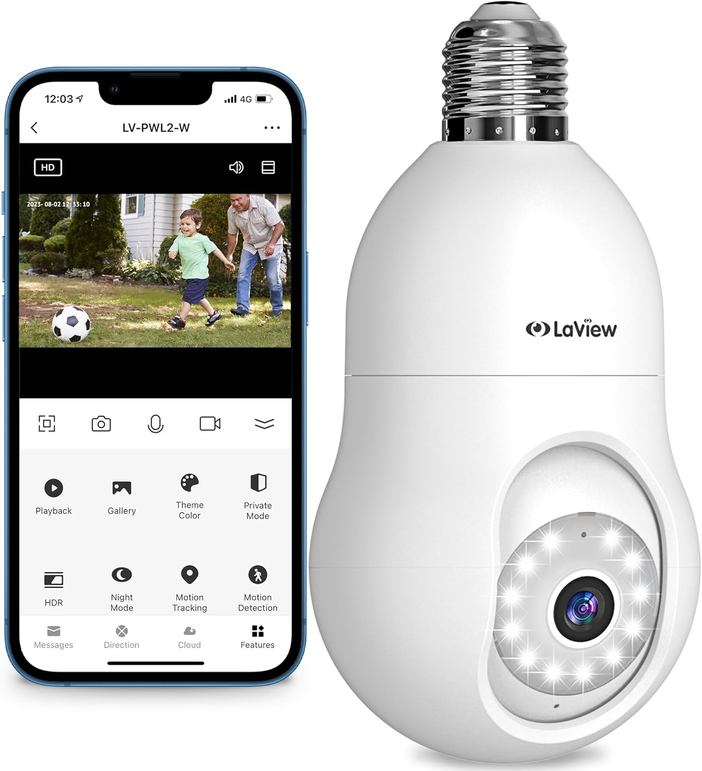 LaView 4MP Bulb Security Camera 2.4GHz,360° 2K Security Cameras Wireless Outdoor Indoor Full Color Day and Night, Motion Detection, Audible Alarm, Easy Installation, Compatible with Alexa LaView 4MP Bulb Security Camera 2.4GHz,360° 2K Security Cameras Wireless Outdoor Indoor Full Color Day and Night, Motion Detection, Audible Alarm, Easy Installation, Compatible with Alexa