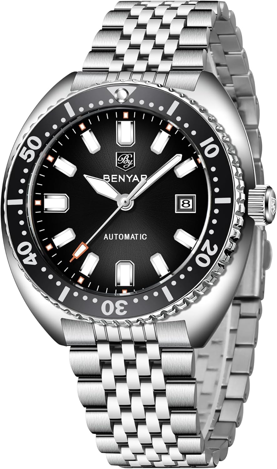 Benyar Automatic Watches for Men Stainless Steel Strap Mechanical Wristwatch Men 50M Waterproof Calendar Luminous Business Men’s Wrist Watches Benyar Automatic Watches for Men Stainless Steel Strap Mechanical Wristwatch Men 50M Waterproof Calendar Luminous Business Men’s Wrist Watches
