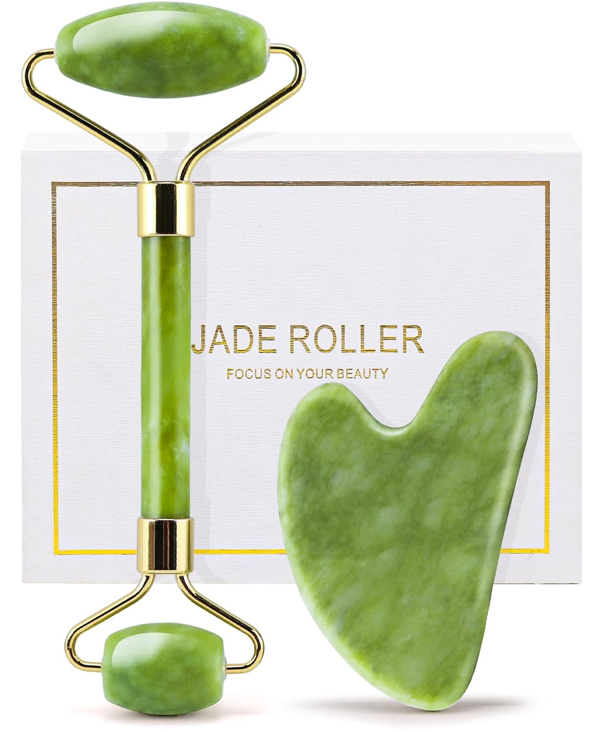 huefull Genuine Jade Roller & Gua Sha Set for Face, Cooling & Firming Effect, Sculpting Tool for Jawline & Skin Care, Self-Care Gift for Women & Men huefull Genuine Jade Roller & Gua Sha Set for Face, Cooling & Firming Effect, Sculpting Tool for Jawline & Skin Care, Self-Care Gift for Women & Men