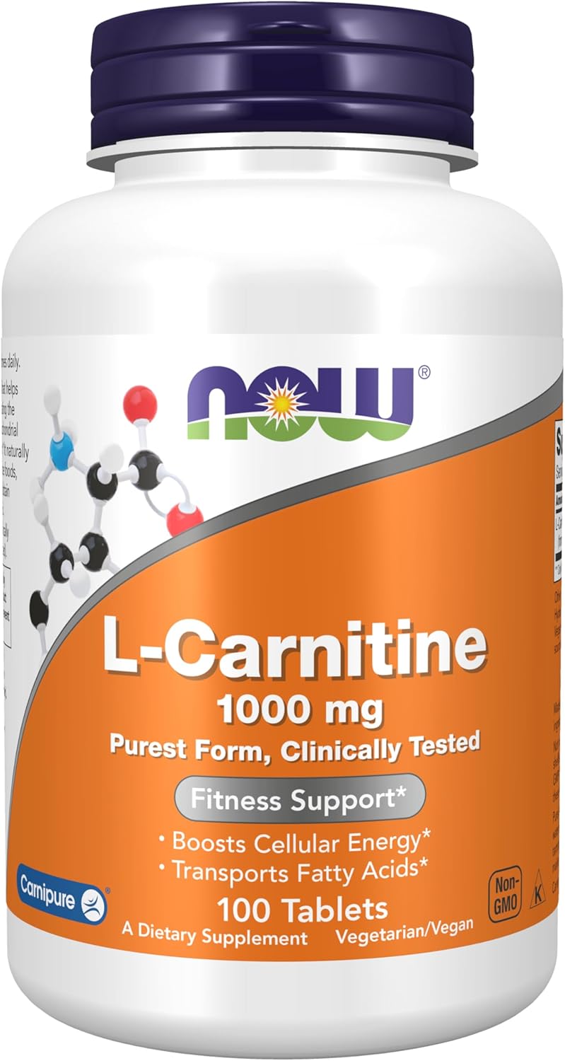NOW Foods Supplements, L-Carnitine 1,000 mg, Purest Form, Amino Acid, Fitness Support*, 100 Tablets NOW Foods Supplements, L-Carnitine 1,000 mg, Purest Form, Amino Acid, Fitness Support*, 100 Tablets