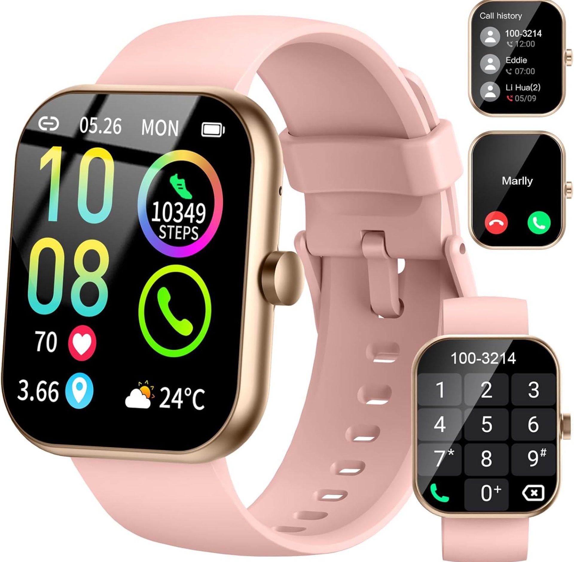 Smart Watch (Answer/Make Calls), 1.96″ HD SmartWatch for Men Women 113+ Sport Modes, Fitness Activity Tracker Heart Rate/Sleep Monitor/Pedometer, IP68 Waterproof, Smart Watches for Android iOS, Gold Smart Watch (Answer/Make Calls), 1.96″ HD SmartWatch for Men Women 113+ Sport Modes, Fitness Activity Tracker Heart Rate/Sleep Monitor/Pedometer, IP68 Waterproof, Smart Watches for Android iOS, Gold