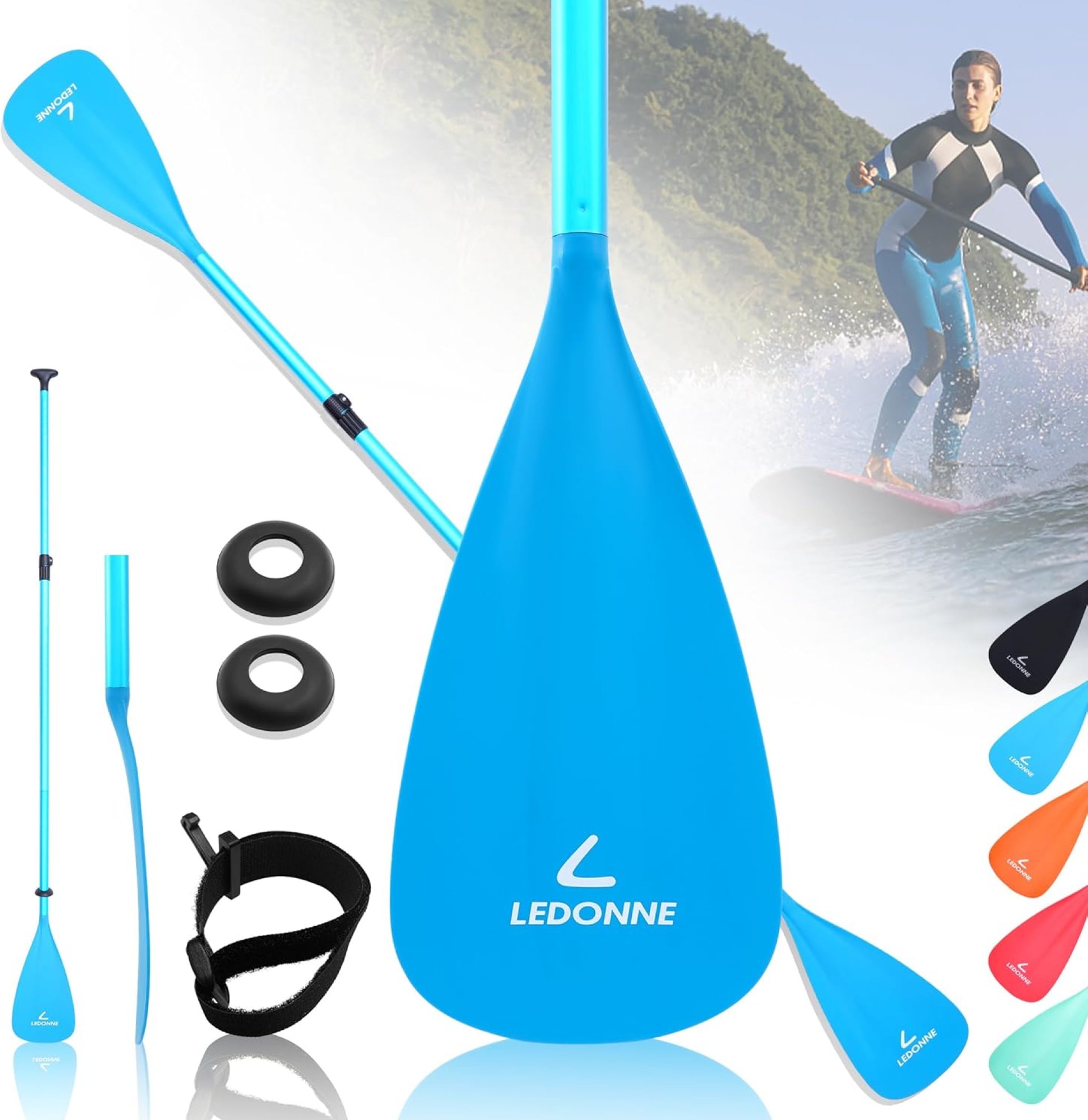 LEDONNE SUP Paddle 4-Piece Adjustable Kayak Paddle Floating Lightweight Paddle Board Oar with Aluminum Alloy Shaft and 2 Nylon Blades Best Price Based on Our 3 Million Sets Per Year 500 bought monthly LEDONNE SUP Paddle 4-Piece Adjustable Kayak Paddle Floating Lightweight Paddle Board Oar with Aluminum Alloy Shaft and 2 Nylon Blades Best Price Based on Our 3 Million Sets Per Year 500 bought monthly
