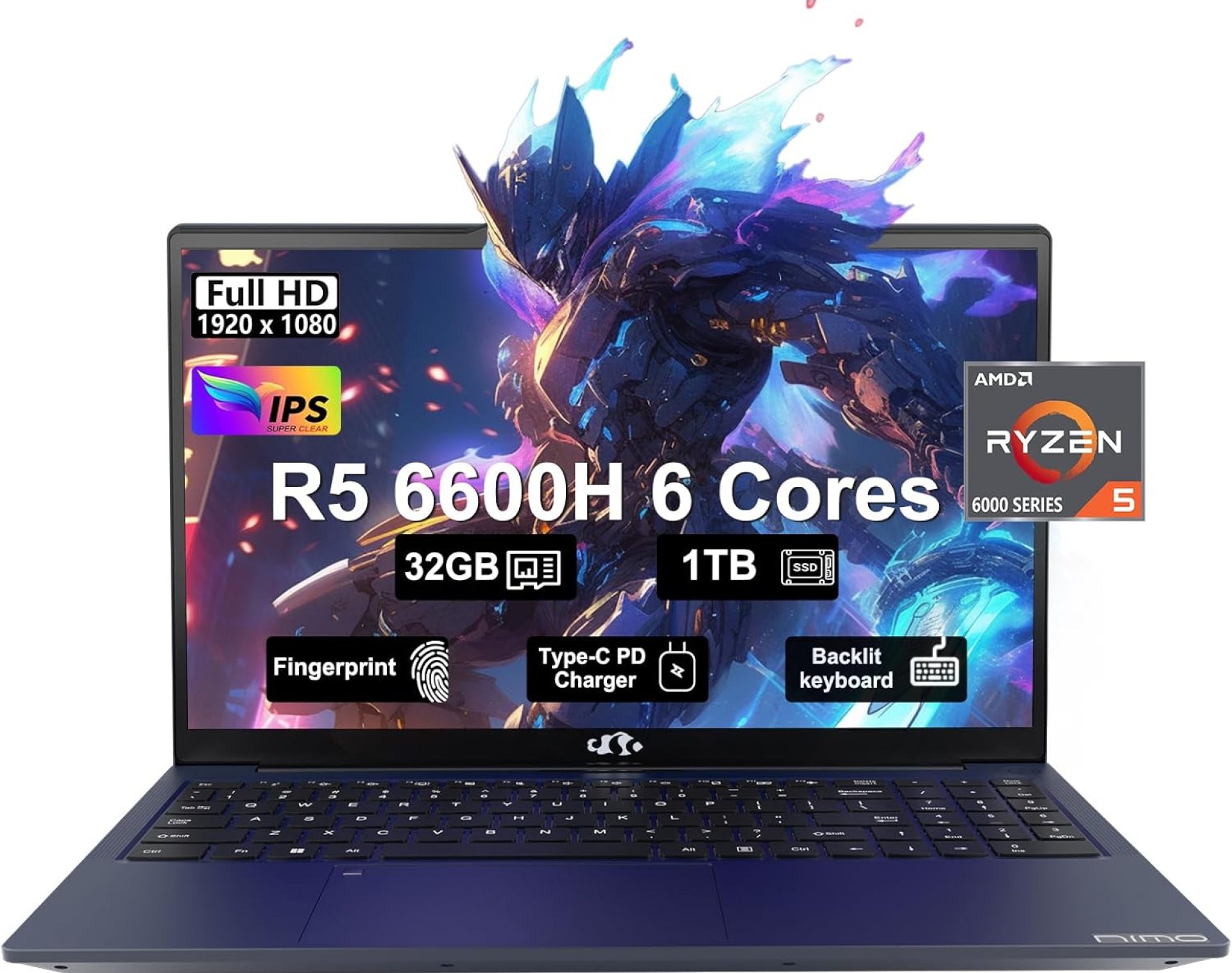 15.6 FHD-Laptop,6-Cores AMD Ryzen 5 6600H 660M 6nm GPU, 32GB DDR5 1TB SSD (Beat i5-12450H),IPS 100W Type-C Business Gaming laptops-Computer with Fingerprint Backlit Keyboard WiFi5 Win 11 15.6 FHD-Laptop,6-Cores AMD Ryzen 5 6600H 660M 6nm GPU, 32GB DDR5 1TB SSD (Beat i5-12450H),IPS 100W Type-C Business Gaming laptops-Computer with Fingerprint Backlit Keyboard WiFi5 Win 11