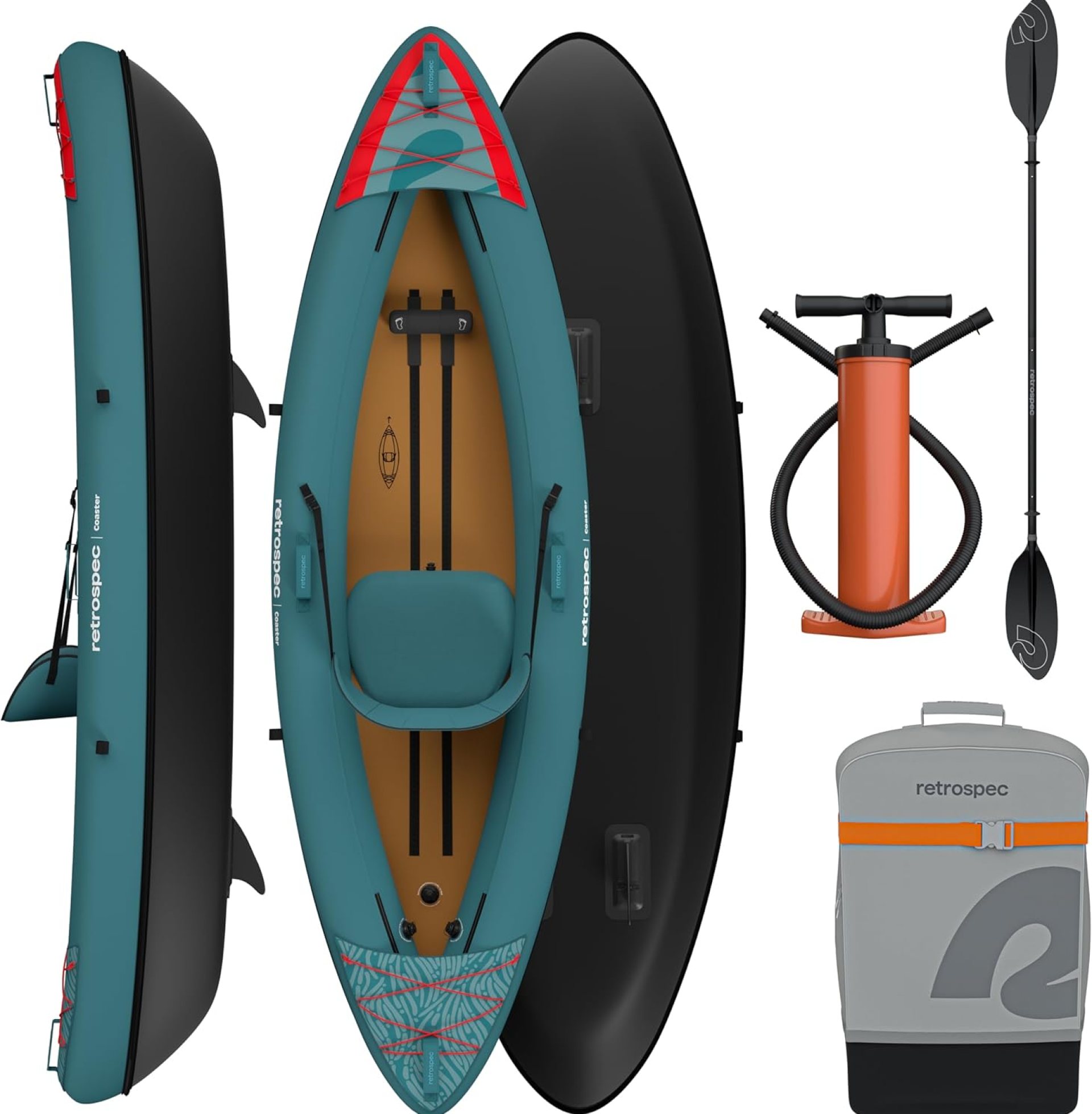 Retrospec Coaster Single & Tandem Inflatable Kayak – 1 & 2 Person Inflatable Kayak for Adults, 220 & 500lb Weight Capacity, Puncture Resistant, Lightweight Kayak with Adjustable Seats Paddle & Pump Retrospec Coaster Single & Tandem Inflatable Kayak – 1 & 2 Person Inflatable Kayak for Adults, 220 & 500lb Weight Capacity, Puncture Resistant, Lightweight Kayak with Adjustable Seats Paddle & Pump