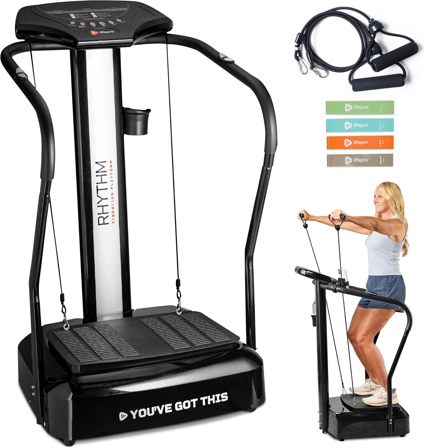 LifePro Rhythm Vibration Plate Exercise Machine with Handles for Balance Support – Vibrating Plate for Muscle Tone, Circulation & Recovery, Heart Rate Sensor, Phone Holder, 99 Speed Levels LifePro Rhythm Vibration Plate Exercise Machine with Handles for Balance Support – Vibrating Plate for Muscle Tone, Circulation & Recovery, Heart Rate Sensor, Phone Holder, 99 Speed Levels
