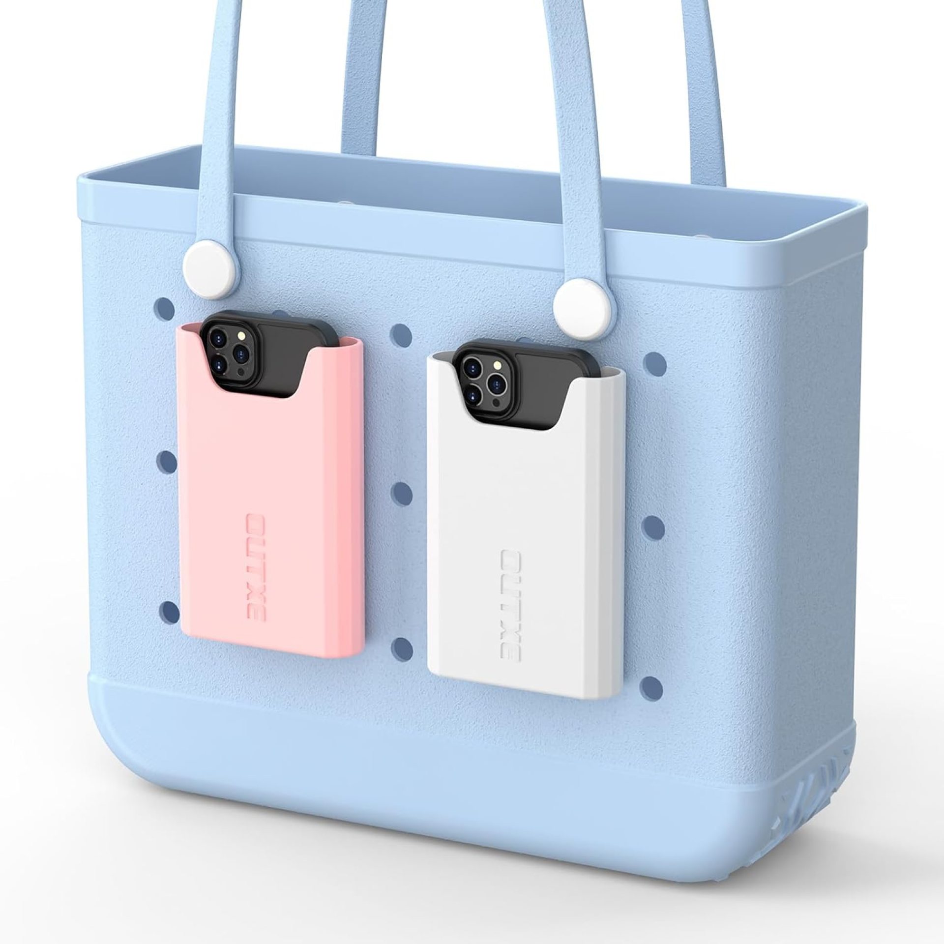 OUTXE 2 Pack Bogg Bag Phone Holder Compatible with All Bogg Bags, Silicone Cell Phone Holder Accessories for Bogg Bag, White and Pink Phone Case Holder Insert for Simply Southern OUTXE 2 Pack Bogg Bag Phone Holder Compatible with All Bogg Bags, Silicone Cell Phone Holder Accessories for Bogg Bag, White and Pink Phone Case Holder Insert for Simply Southern
