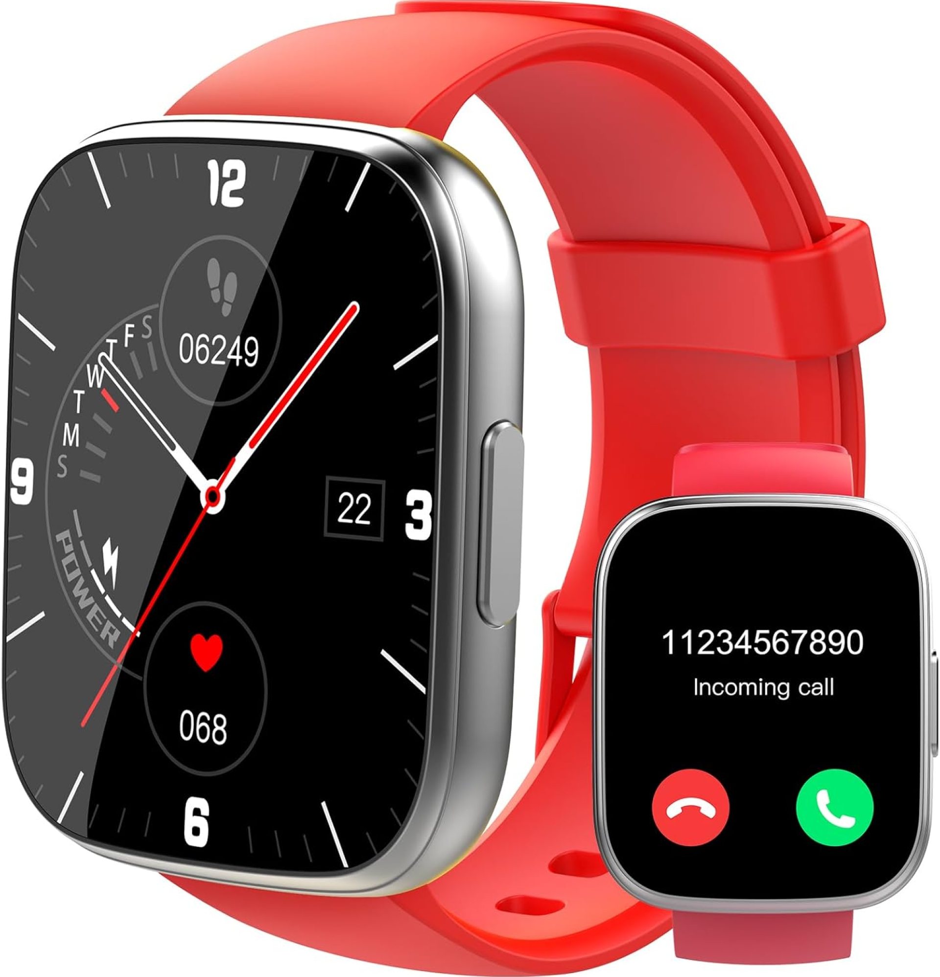 Smart Watch for Men Women Bluetooth Call, 1.95″ HD Touch Screen Fitness Watch with Sleep Heart Rate Monitor, 100+ Sports Modes, IP68 Waterproof Activity Trackers for Android iOS, Red Smart Watch for Men Women Bluetooth Call, 1.95″ HD Touch Screen Fitness Watch with Sleep Heart Rate Monitor, 100+ Sports Modes, IP68 Waterproof Activity Trackers for Android iOS, Red