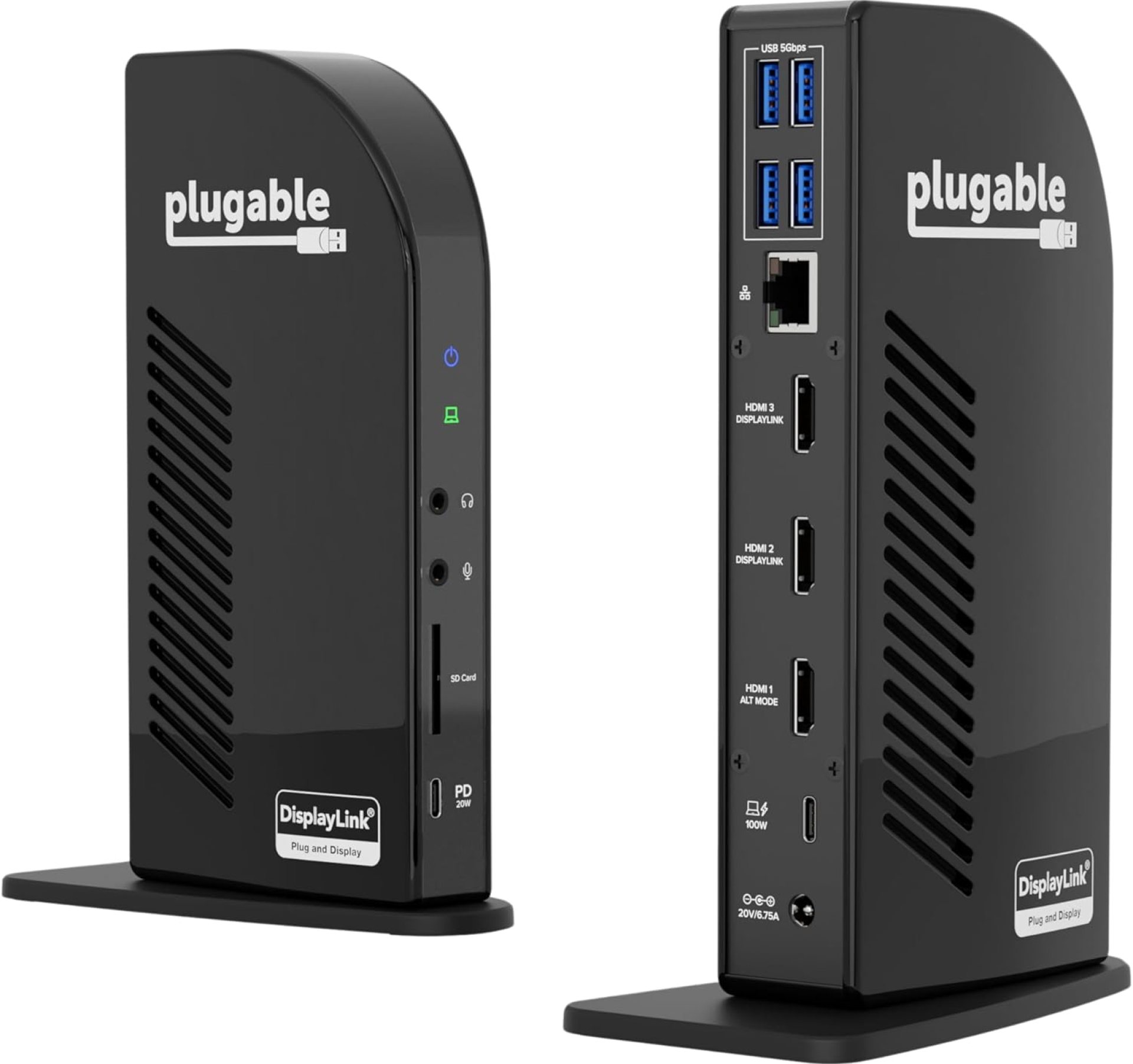 Plugable 13-in-1 USB-C Triple Monitor Docking Station, 100W Laptop Charging, DisplayLink Docking Station for Mac (Driver Req), Windows, Chrome (3 HDMI, 1 USB-C with 20W Charging, 4 USB, Ethernet, SD) Plugable 13-in-1 USB-C Triple Monitor Docking Station, 100W Laptop Charging, DisplayLink Docking Station for Mac (Driver Req), Windows, Chrome (3 HDMI, 1 USB-C with 20W Charging, 4 USB, Ethernet, SD)