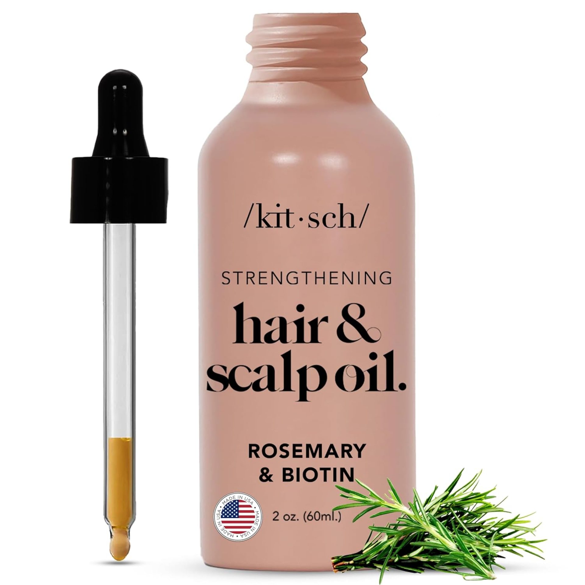 Kitsch Rosemary Oil for Hair Growth and Healthy Scalp, Pre Wash Scalp & Hair Oil Infused with Biotin, Strengthening Treatment, Nourishing & Volumizing in Recycled Aluminum Bottle – 60 mL Kitsch Rosemary Oil for Hair Growth and Healthy Scalp, Pre Wash Scalp & Hair Oil Infused with Biotin, Strengthening Treatment, Nourishing & Volumizing in Recycled Aluminum Bottle – 60 mL