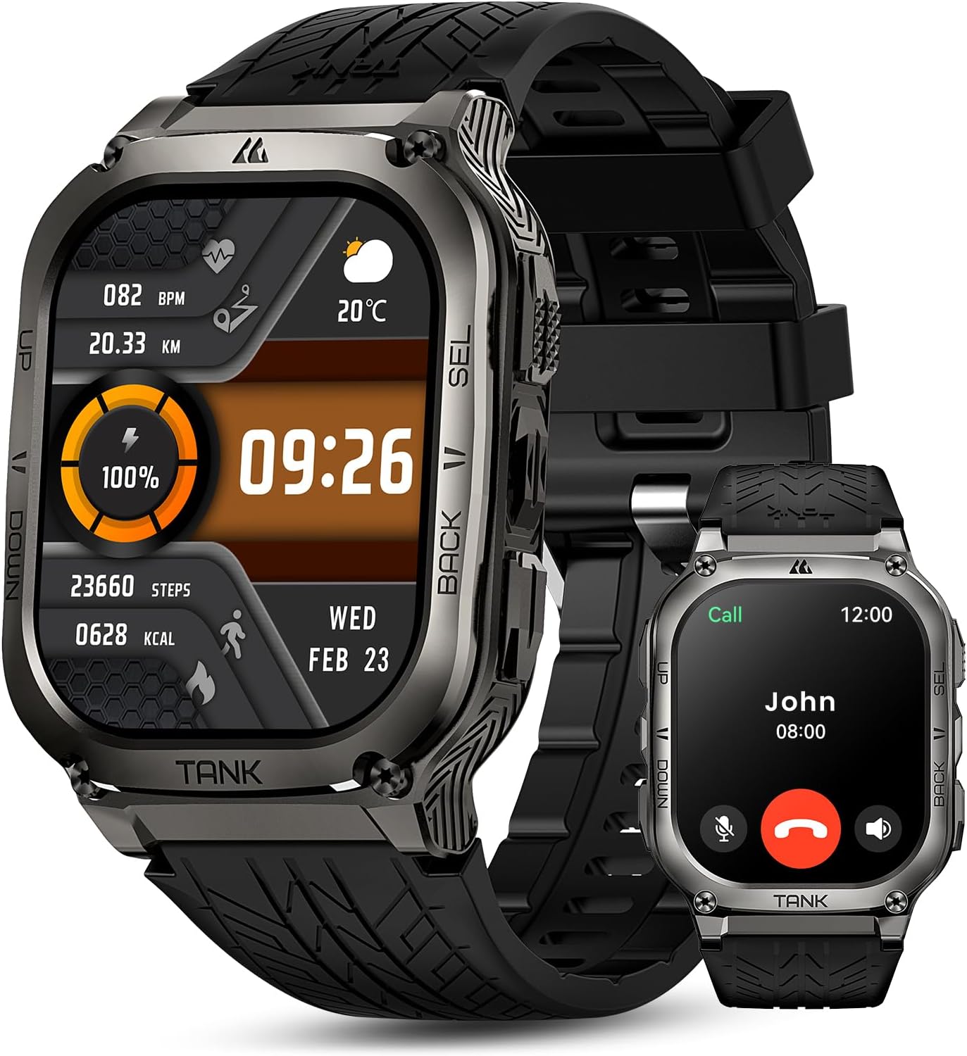AMAZTIM Smart Watch, 60 Days Extra-Long Battery, 50M Waterproof, Rugged Military Bluetooth Call(Answer/Dial Calls), 2.0″ Ultra Large HD Display, AI Voice Assistant (Shiny Black) AMAZTIM Smart Watch, 60 Days Extra-Long Battery, 50M Waterproof, Rugged Military Bluetooth Call(Answer/Dial Calls), 2.0″ Ultra Large HD Display, AI Voice Assistant (Shiny Black)