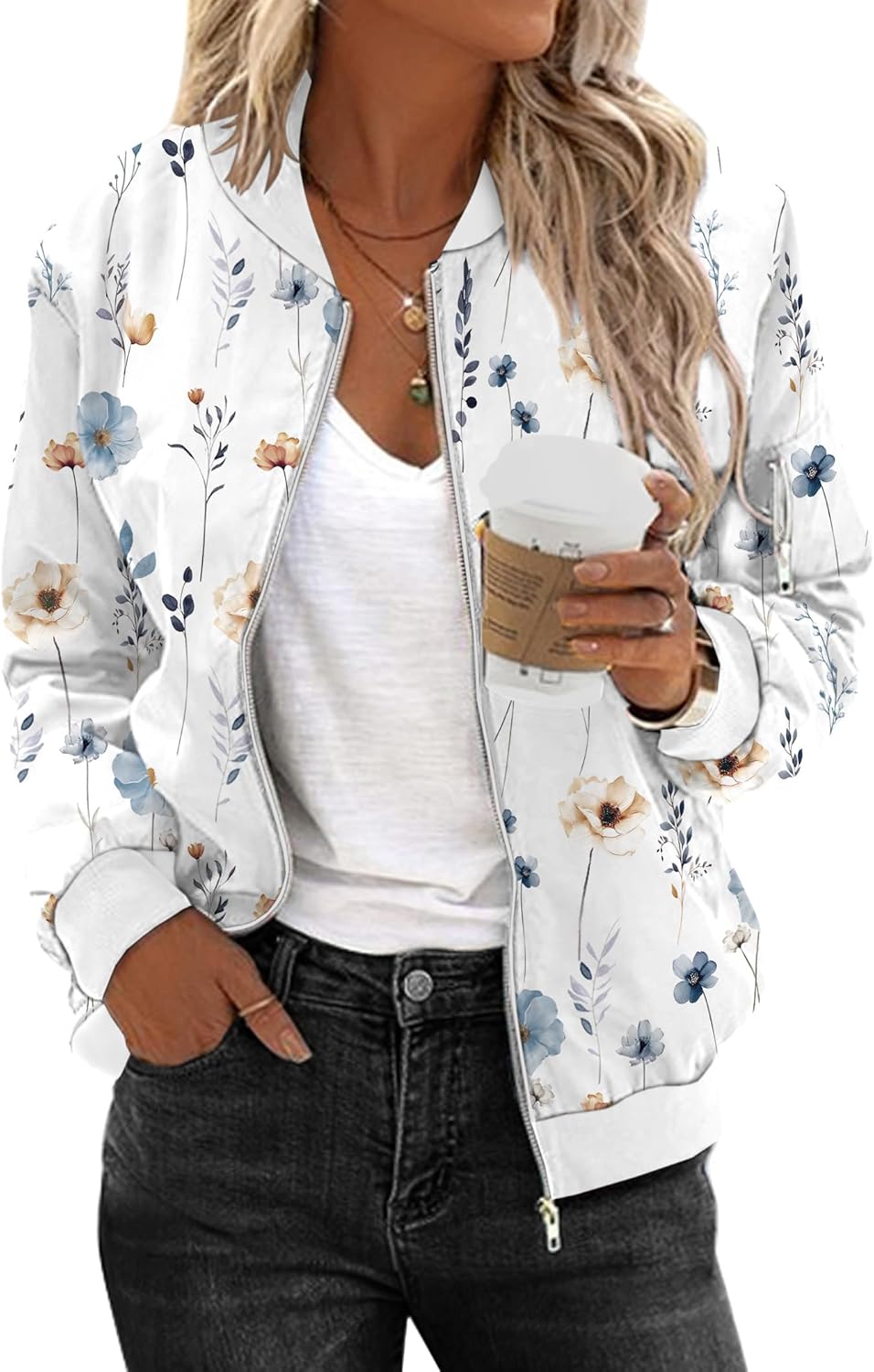 Zeagoo Women’s Bomber Jacket Casual Coat Zip Up Outerwear Windbreaker with Pockets S-XXL Zeagoo Women’s Bomber Jacket Casual Coat Zip Up Outerwear Windbreaker with Pockets S-XXL