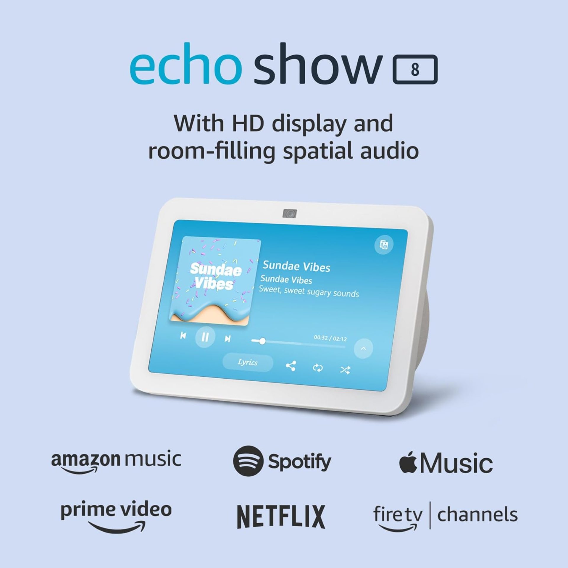 Like-New Amazon Echo Show 8 (newest model), With Spatial Audio, Smart Home Hub, and Alexa, Glacier White Like-New Amazon Echo Show 8 (newest model), With Spatial Audio, Smart Home Hub, and Alexa, Glacier White