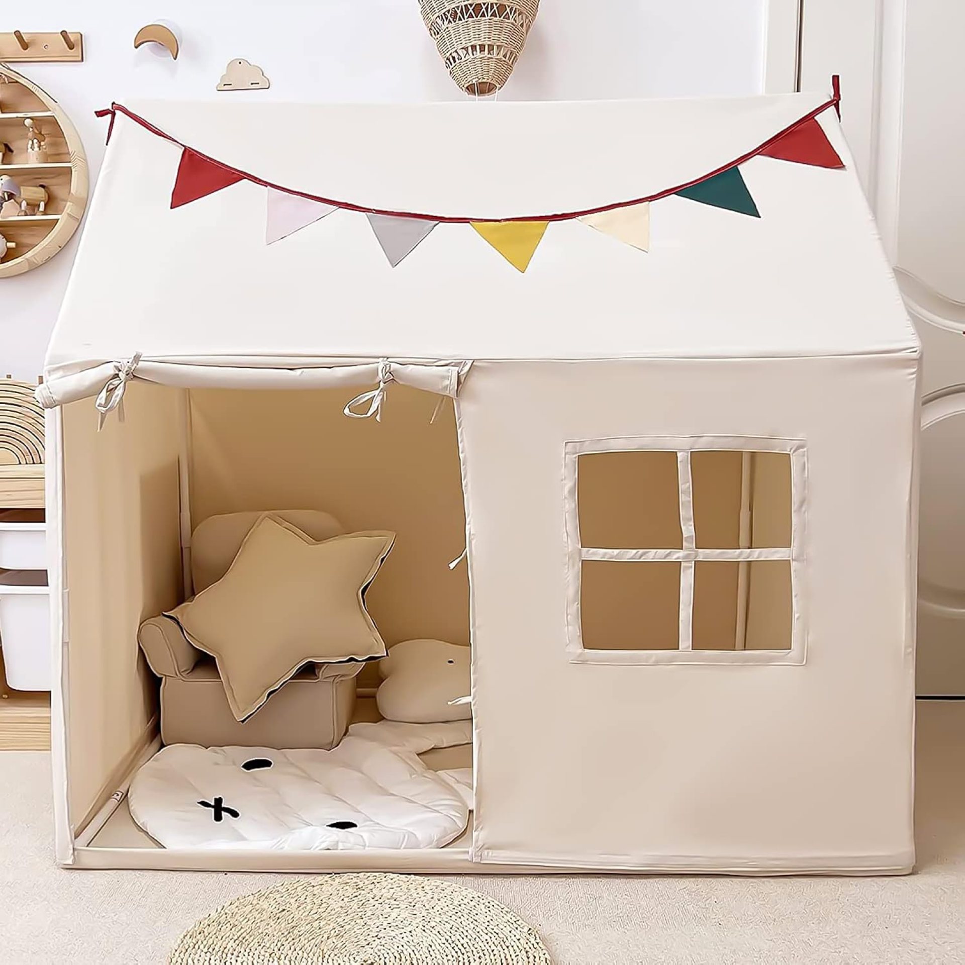 Kids Tent Indoor, Toddler Play Tent Kids Playhouse Tent Gift Toys for Boys, Girls, Large Play House Castle Play Room Furniture, Include Pennant Banners, Star Lights Kids Tent Indoor, Toddler Play Tent Kids Playhouse Tent Gift Toys for Boys, Girls, Large Play House Castle Play Room Furniture, Include Pennant Banners, Star Lights