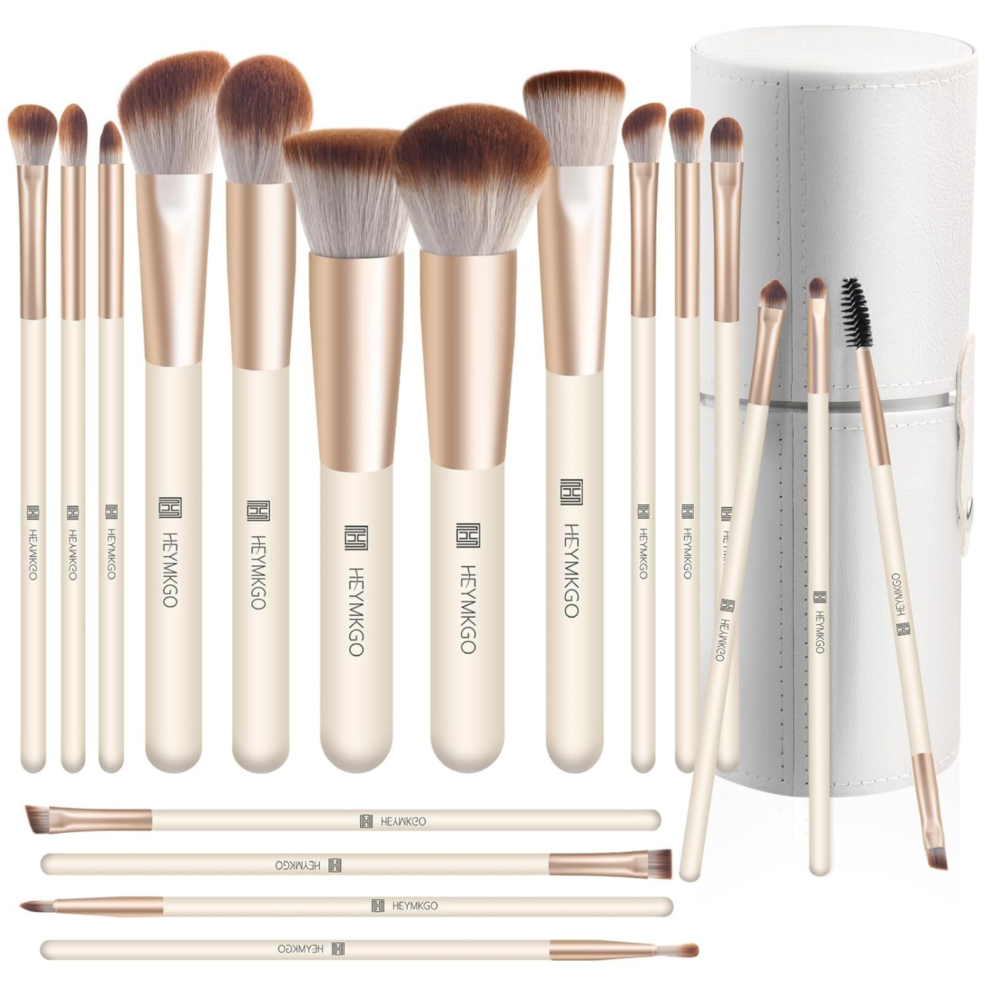 HEYMKGO Makeup Brushes,18Pcs Makeup Brushes Set Professional Premium Synthetic Foundation Powder Blush Blending Face Brush Kit, Eyeshadow Set Brush Set Kit with Case(Apricot) HEYMKGO Makeup Brushes,18Pcs Makeup Brushes Set Professional Premium Synthetic Foundation Powder Blush Blending Face Brush Kit, Eyeshadow Set Brush Set Kit with Case(Apricot)