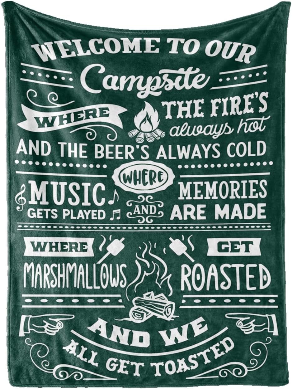 Camping Gifts for Women or Men – 50″ x 65″ Flannel Blanket/Throw – Funny Campsite Rules Quotes – Outdoor RV Campsite Decor for Camper Camping Lovers Camping Gifts for Women or Men – 50″ x 65″ Flannel Blanket/Throw – Funny Campsite Rules Quotes – Outdoor RV Campsite Decor for Camper Camping Lovers