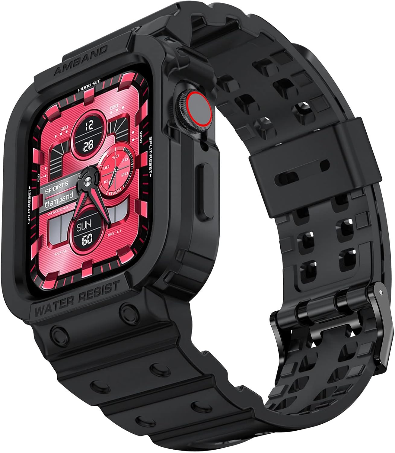 amBand Compatible with Apple Watch Series 9/8/7/SE (2nd)/SE/6/5/4/3 Band for Men 45mm 44mm 42mm Case, Rugged Sport Strap for iWatch 45/44 mm Military Protective Cover Bumper Drop-Proof, Matte Black amBand Compatible with Apple Watch Series 9/8/7/SE (2nd)/SE/6/5/4/3 Band for Men 45mm 44mm 42mm Case, Rugged Sport Strap for iWatch 45/44 mm Military Protective Cover Bumper Drop-Proof, Matte Black