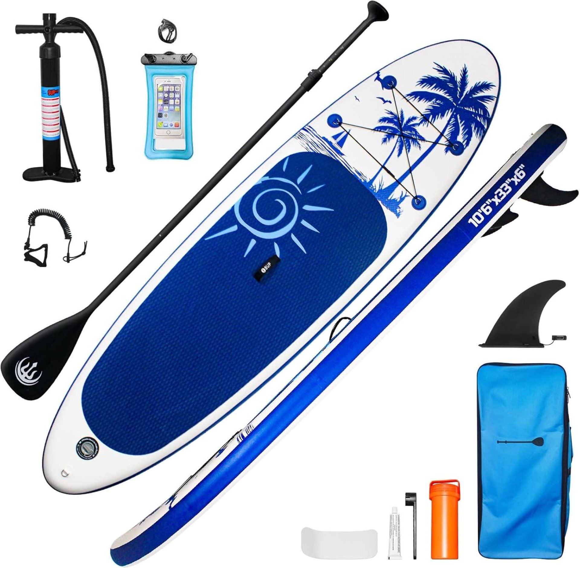 Inflatable Stand Up Paddle Board, with Paddle Board Accessories and Waterproof Phone Bag, 33″ Wide Stable Design, Anti-Slip EVA Deck for Youth & Adults of All Skill Levels Inflatable Stand Up Paddle Board, with Paddle Board Accessories and Waterproof Phone Bag, 33″ Wide Stable Design, Anti-Slip EVA Deck for Youth & Adults of All Skill Levels