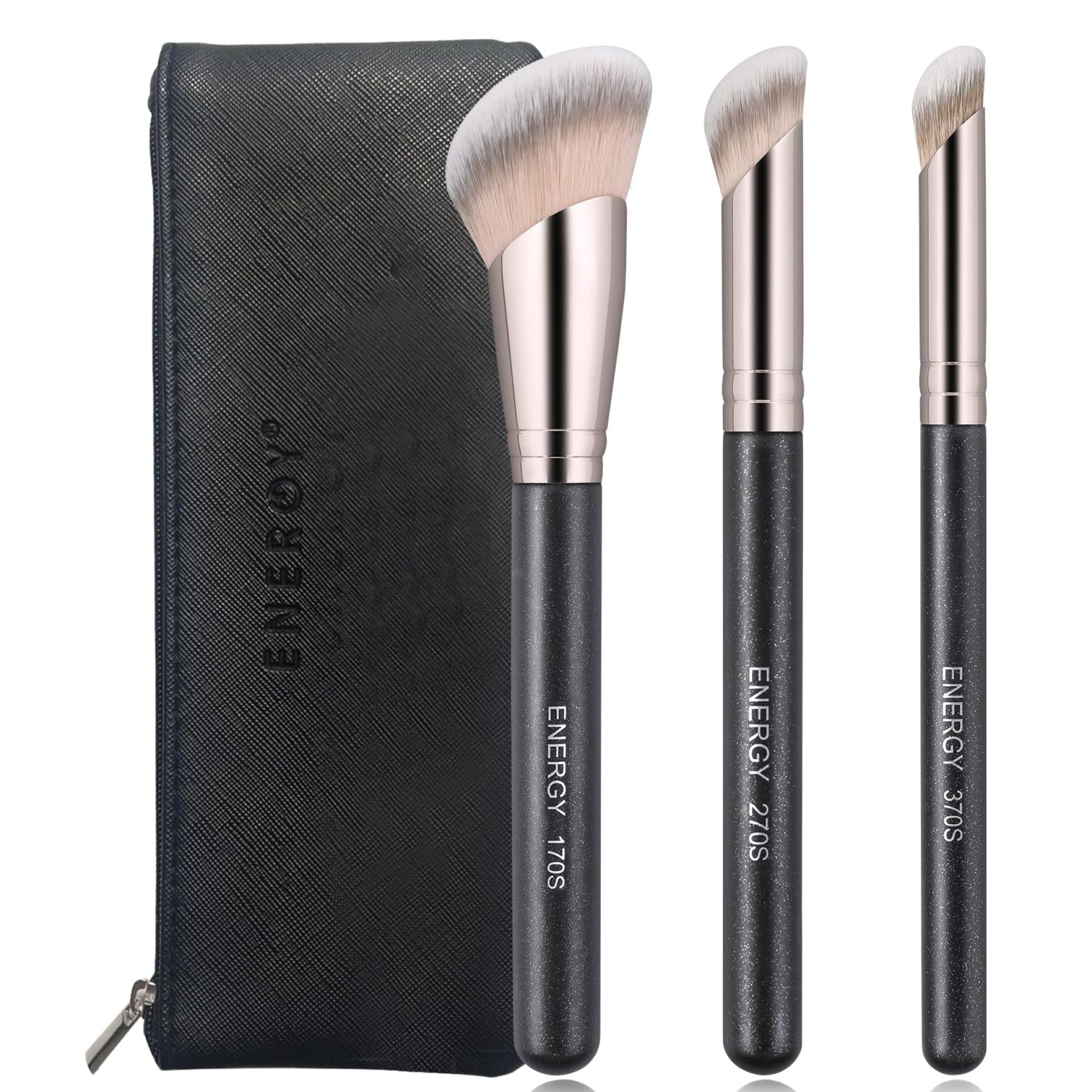 ENERGY Angled Makeup Brushes Set Vegan Powder Foundation Bronzer Nose Contour Concealer Makeup Brush for Liquid Cream Setting Powders Blending with Travel Bag ENERGY Angled Makeup Brushes Set Vegan Powder Foundation Bronzer Nose Contour Concealer Makeup Brush for Liquid Cream Setting Powders Blending with Travel Bag