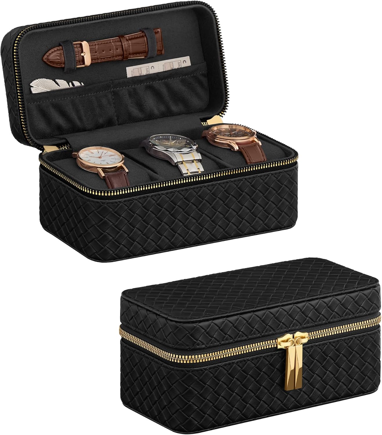 SONGMICS HOME RONNE Collection – 3-Slot Mens Jewelry Box, Watch Travel Case, PU Leather Watch Box, 3.9 x 7.9 x 3.5 Inches, Gift Idea, Ink Black Surface, Ink Black Lining UJWB017B01 SONGMICS HOME RONNE Collection – 3-Slot Mens Jewelry Box, Watch Travel Case, PU Leather Watch Box, 3.9 x 7.9 x 3.5 Inches, Gift Idea, Ink Black Surface, Ink Black Lining UJWB017B01