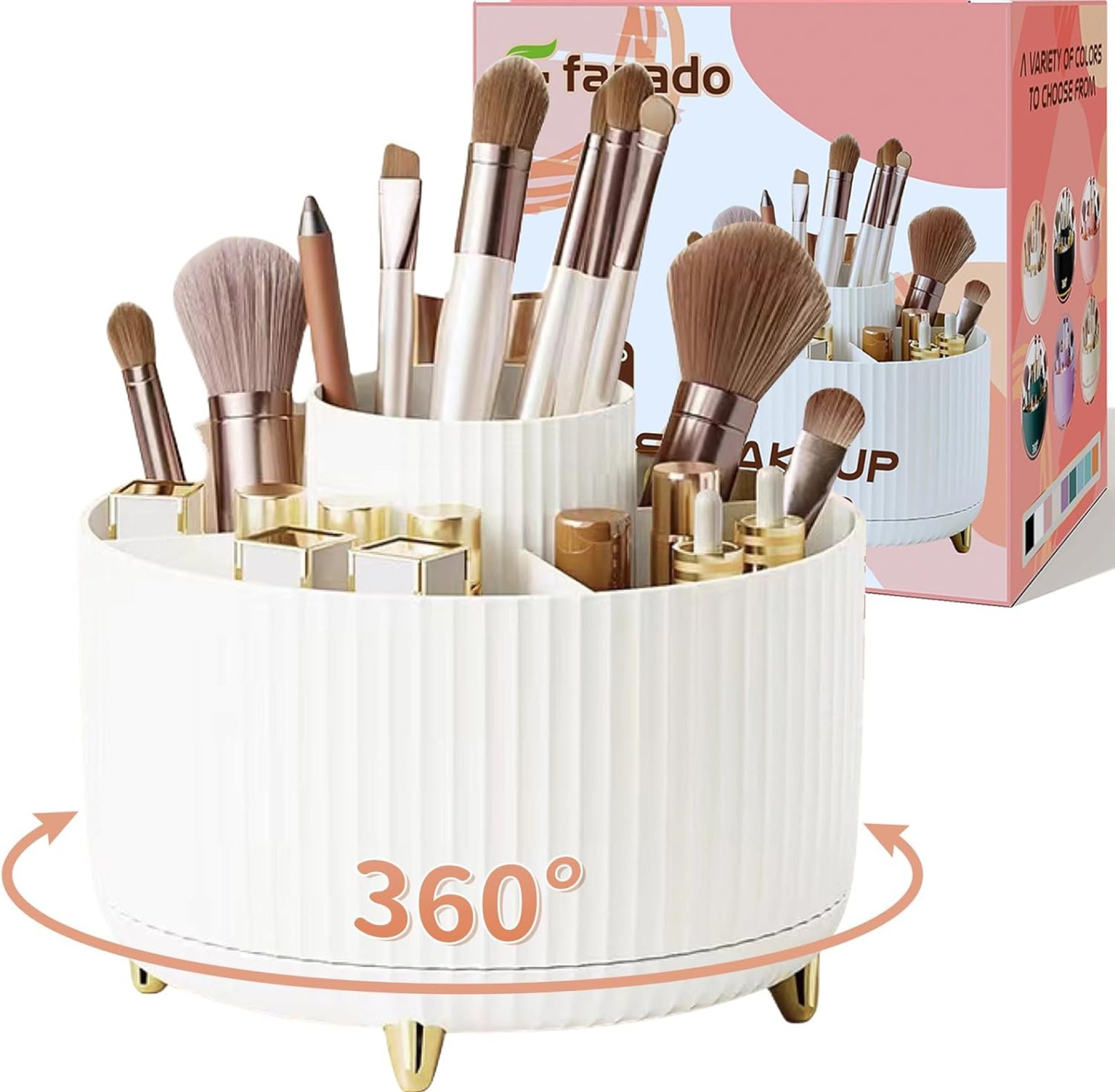 360° Rotate Makeup Brush Holder Organizer, Makeup Organizers Countertop, Makeup organization and Skincare Storage for Vanity, Desktop, Bathroom (White) 360° Rotate Makeup Brush Holder Organizer, Makeup Organizers Countertop, Makeup organization and Skincare Storage for Vanity, Desktop, Bathroom (White)
