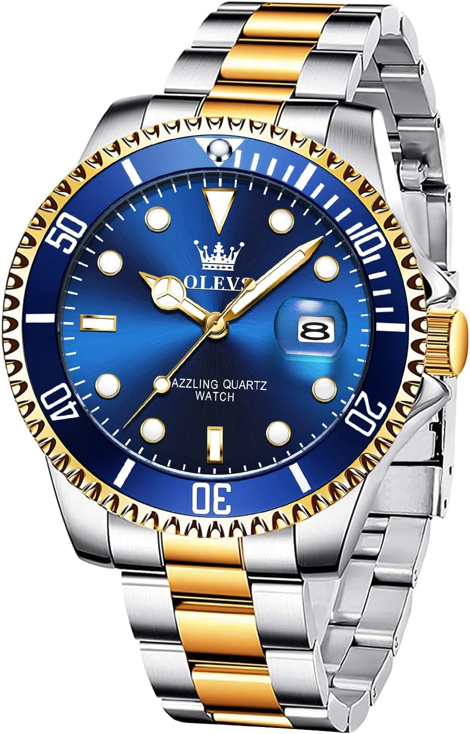 OLEVS Mens Watch Stainless Steel Big Face Casual Dress Wrist Watch Analog Day Date Waterproof Luminous OLEVS Mens Watch Stainless Steel Big Face Casual Dress Wrist Watch Analog Day Date Waterproof Luminous