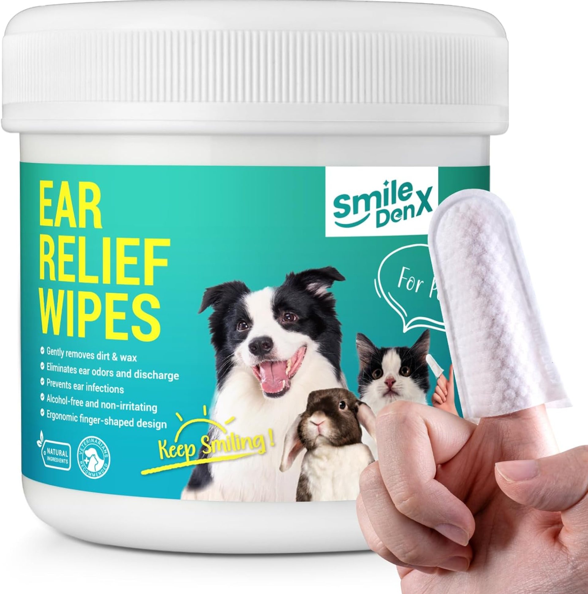 Dog Ear Cleaner Finger Wipes – Gently Remove Ear Wax & Debris, Relieve Ear Itching & Inflammation – Soothing Cleansing Deodorizing Ear Care Wipes for Cat and Dog (50 Pcs, Unscented) Dog Ear Cleaner Finger Wipes – Gently Remove Ear Wax & Debris, Relieve Ear Itching & Inflammation – Soothing Cleansing Deodorizing Ear Care Wipes for Cat and Dog (50 Pcs, Unscented)