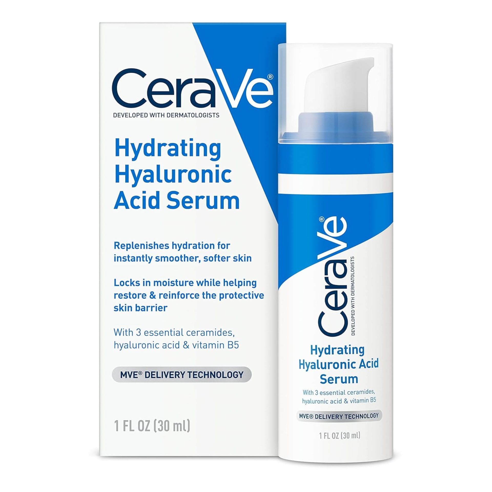 Cerave Hyaluronic Acid Serum for Face with Vitamin B5 and Ceramides, Hydrating Face Serum for Dry Skin, Fragrance Free, 1 Ounce Cerave Hyaluronic Acid Serum for Face with Vitamin B5 and Ceramides, Hydrating Face Serum for Dry Skin, Fragrance Free, 1 Ounce
