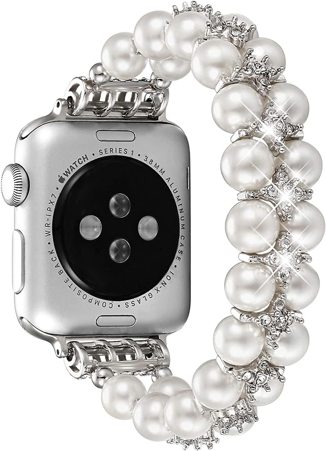 fastgo Compatible with Apple Watch Band Pearl Series 9 8 41mm, Women Fancy Handpicked Beaded Elastic Bracelet, Jewelry Stretch Pearl Strap for Iwatch SE Series 8/7/6/5/4/3/2/1(Pure White, 38/40/41mm) fastgo Compatible with Apple Watch Band Pearl Series 9 8 41mm, Women Fancy Handpicked Beaded Elastic Bracelet, Jewelry Stretch Pearl Strap for Iwatch SE Series 8/7/6/5/4/3/2/1(Pure White, 38/40/41mm)