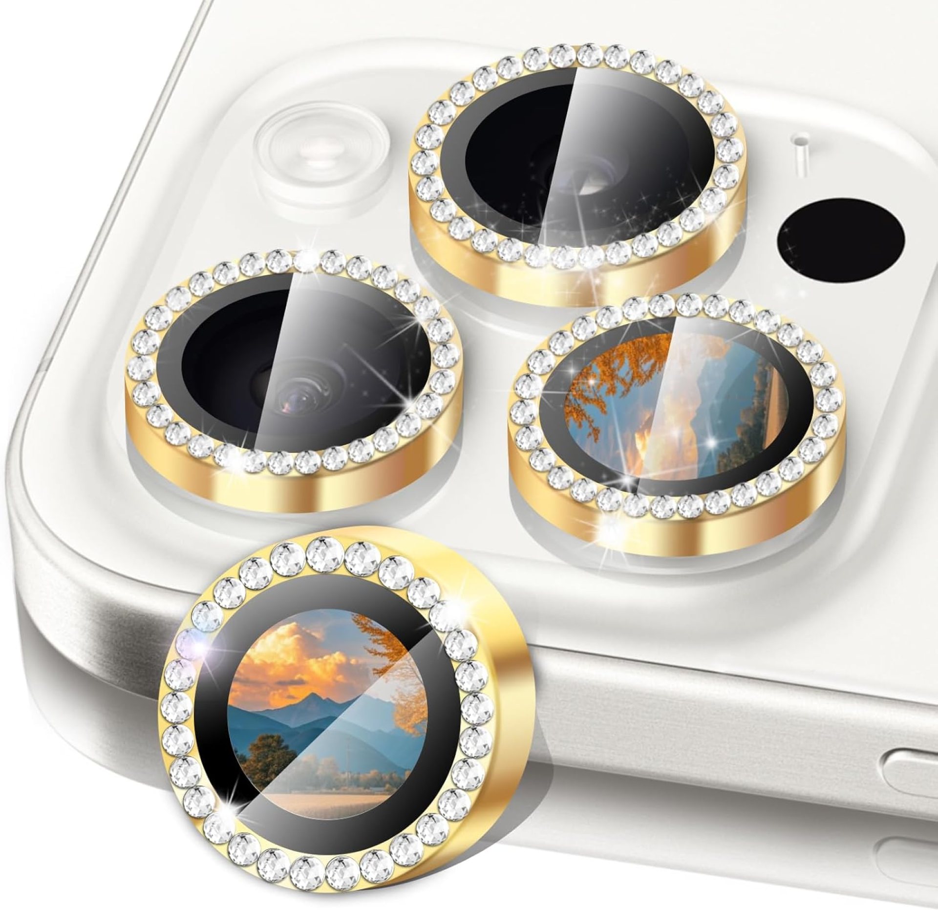 Compatible for iPhone 16 Pro/iPhone 16 Pro Max Camera Lens Protector-Bling Diamond,9H Tempered Glass Camera Cover Screen Protector Metal Ring Decoration Accessories(Stylish-Golden) Compatible for iPhone 16 Pro/iPhone 16 Pro Max Camera Lens Protector-Bling Diamond,9H Tempered Glass Camera Cover Screen Protector Metal Ring Decoration Accessories(Stylish-Golden)