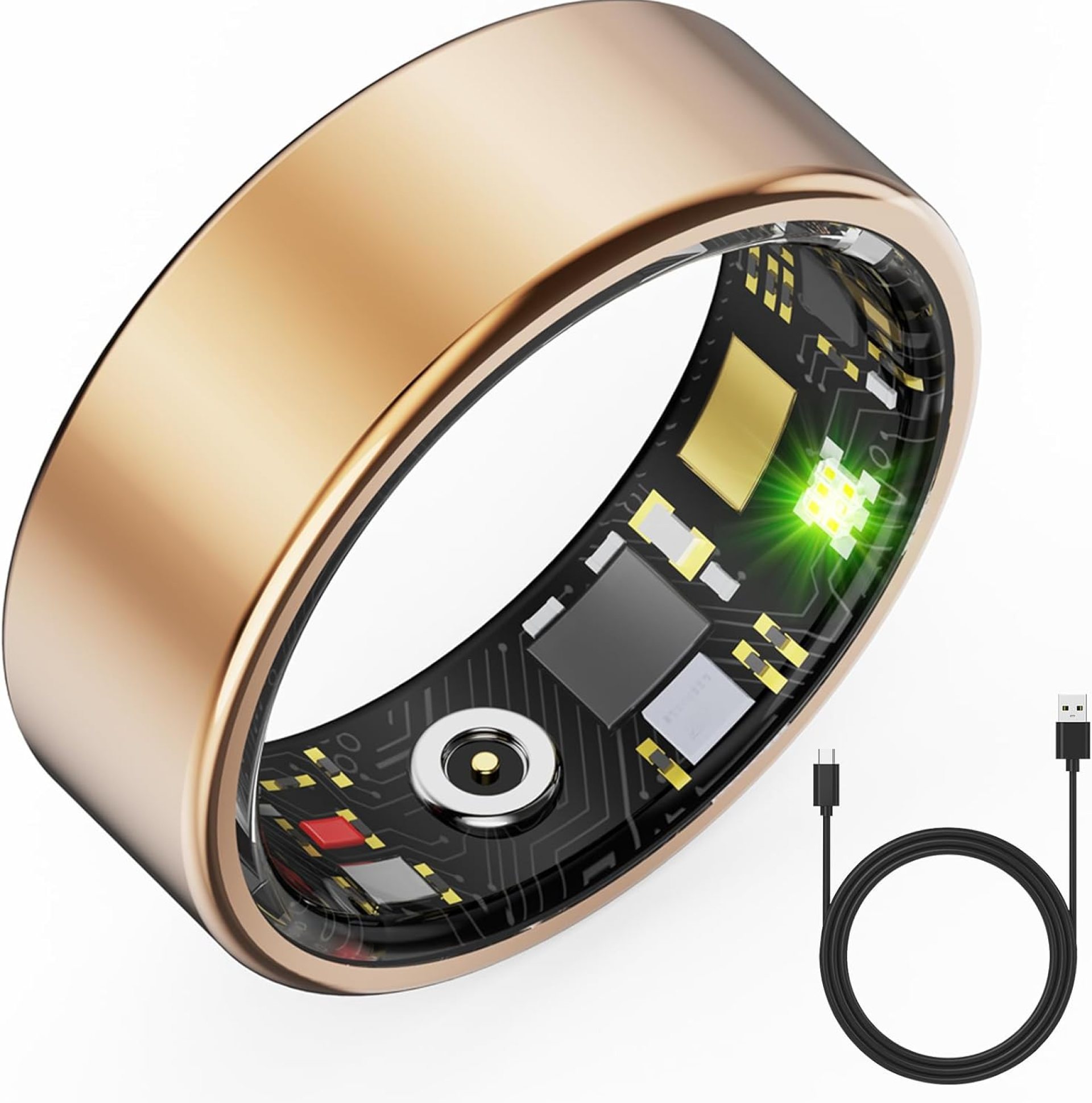 HitTopss Smart Ring, Fitness Tracking Smart Ring with Calories/Heart Rate/Blood Oxygen/Sleep Monitoring, IP68 Waterproof, No APP Subscription (Gold, Size 9) HitTopss Smart Ring, Fitness Tracking Smart Ring with Calories/Heart Rate/Blood Oxygen/Sleep Monitoring, IP68 Waterproof, No APP Subscription (Gold, Size 9)