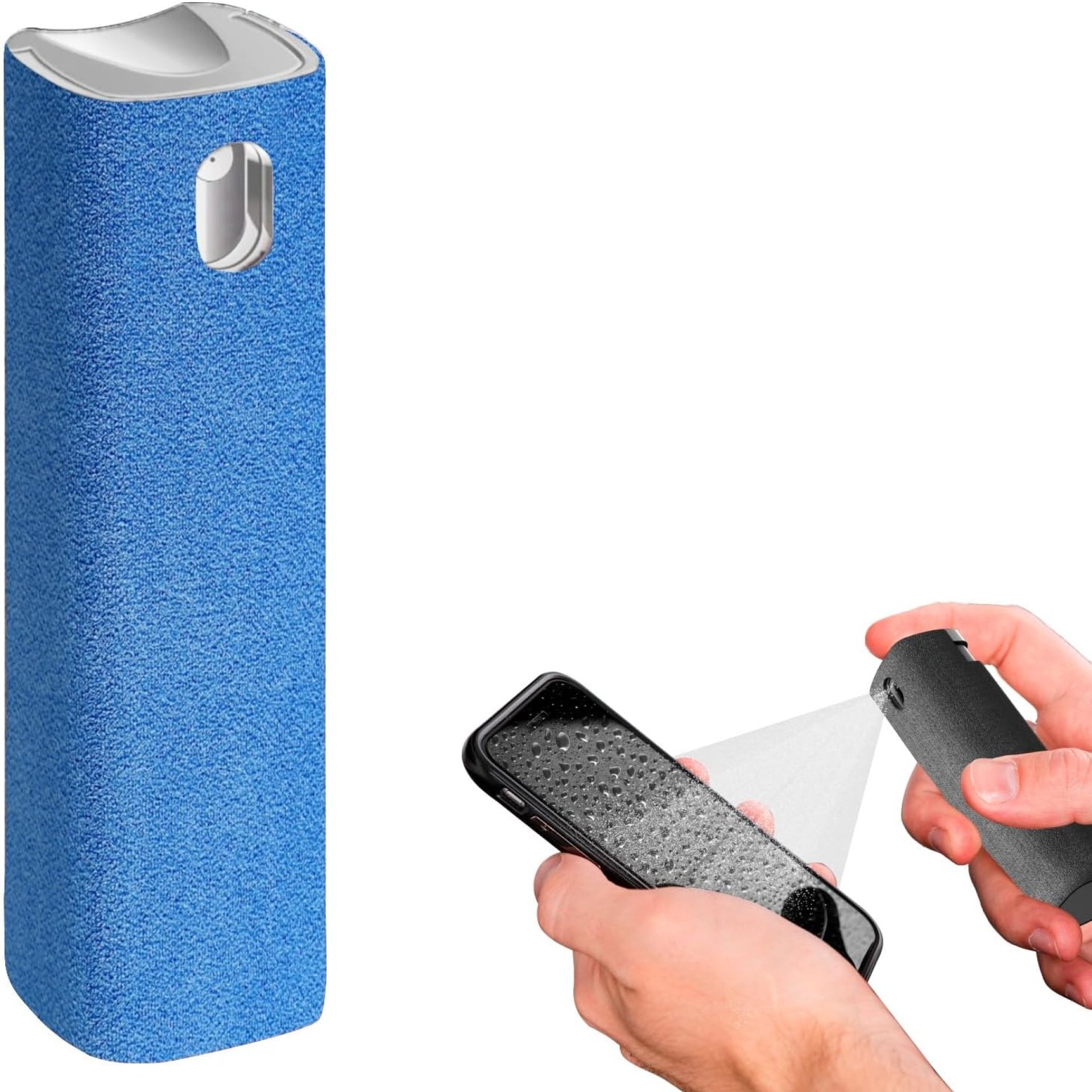 Mini Screen Cleaner Spray – Finger Proof Screen Cleaner for Smartphones, iPads, MacBooks, Laptops, Car Screens, Touchscreens – 3 in1 Mist Cleaner, Microfiber Cloth and Protective Cover (Blue) Mini Screen Cleaner Spray – Finger Proof Screen Cleaner for Smartphones, iPads, MacBooks, Laptops, Car Screens, Touchscreens – 3 in1 Mist Cleaner, Microfiber Cloth and Protective Cover (Blue)