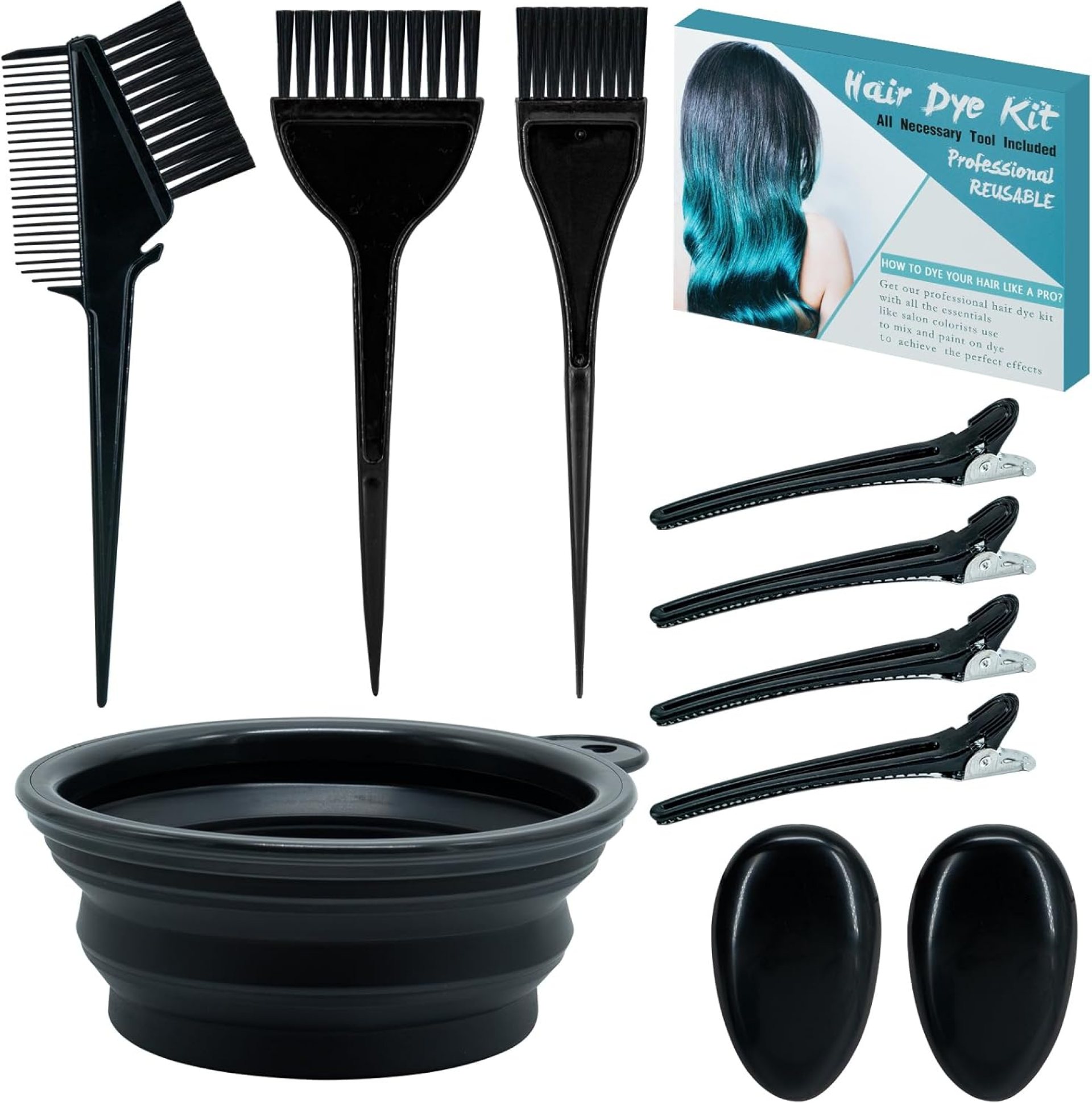 10 Pc Hair Bleach Kit – Hair Coloring Products With Dye Brush, Color Bowl, Earmuffs, Clip for Salon Bleaching & Highlighting 10 Pc Hair Bleach Kit – Hair Coloring Products With Dye Brush, Color Bowl, Earmuffs, Clip for Salon Bleaching & Highlighting
