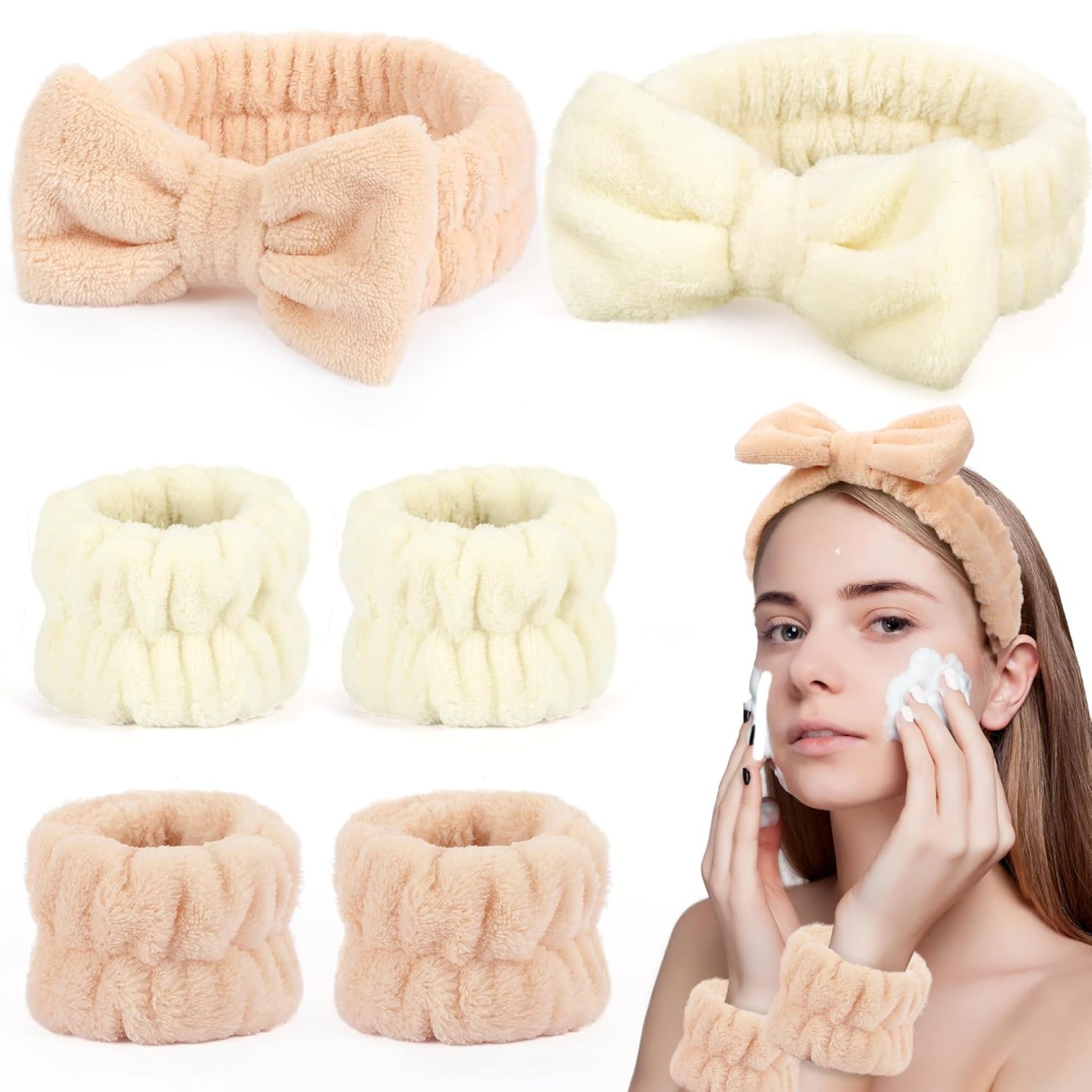 Spa Headbands for Women with Wristband Set: Facial Makeup Headbands for Girls & Teens – Soft Coral Fleece Elastic Hair Wraps with Wrist Accessories for Washing Face Shower Bath Beauty Skincare Gifts Spa Headbands for Women with Wristband Set: Facial Makeup Headbands for Girls & Teens – Soft Coral Fleece Elastic Hair Wraps with Wrist Accessories for Washing Face Shower Bath Beauty Skincare Gifts
