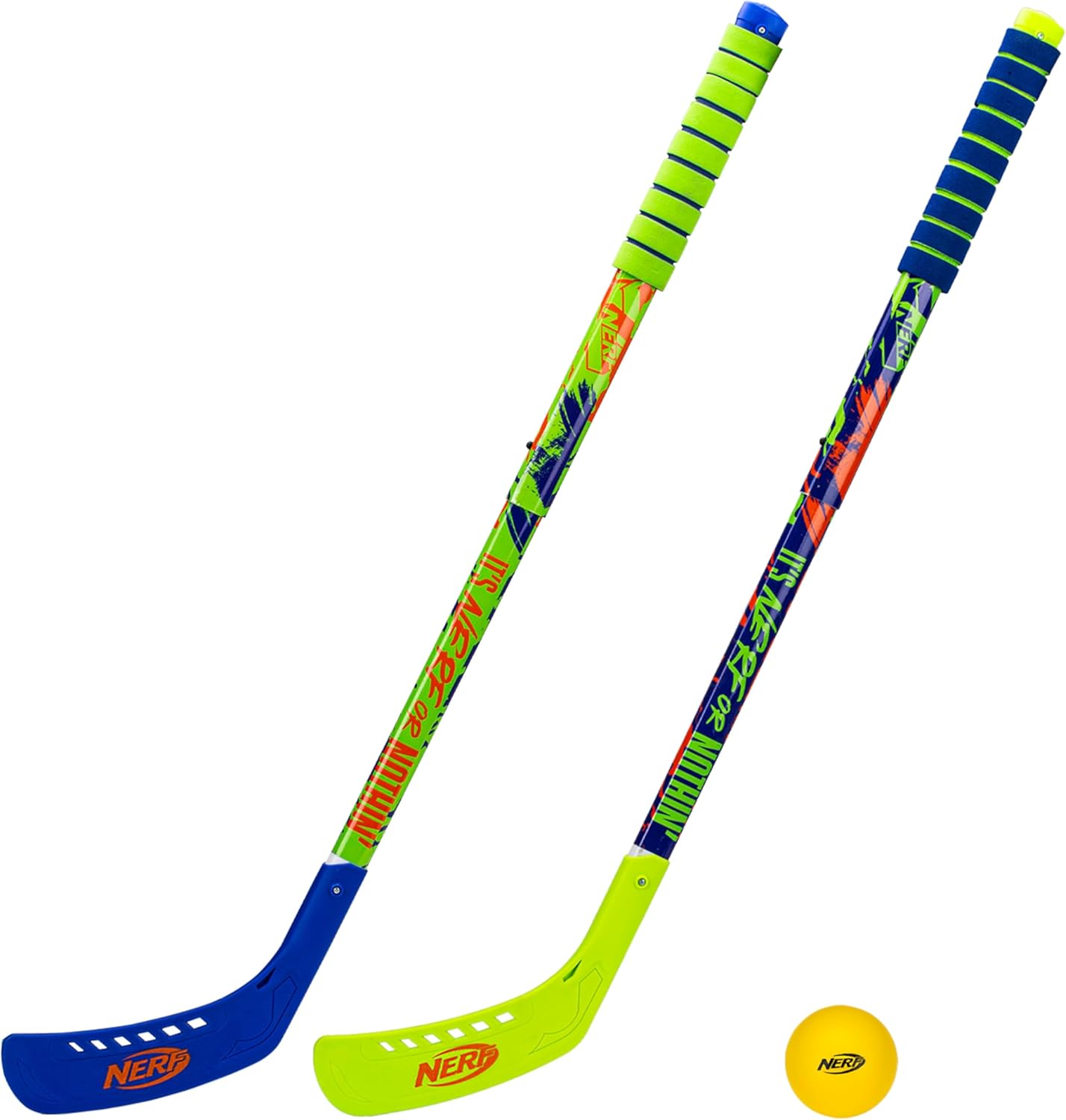 Franklin Sports NERF Proshot Kids Hockey Sticks+Ball Set-2 Player Youth Indoor+Outdoor NERF Hockey Set-2 in 1 Knee+Floor Hockey Sticks-(2)NERF Proshot Youth Hockey Sticks+(1)Foam Hockey Ball Included Franklin Sports NERF Proshot Kids Hockey Sticks+Ball Set-2 Player Youth Indoor+Outdoor NERF Hockey Set-2 in 1 Knee+Floor Hockey Sticks-(2)NERF Proshot Youth Hockey Sticks+(1)Foam Hockey Ball Included