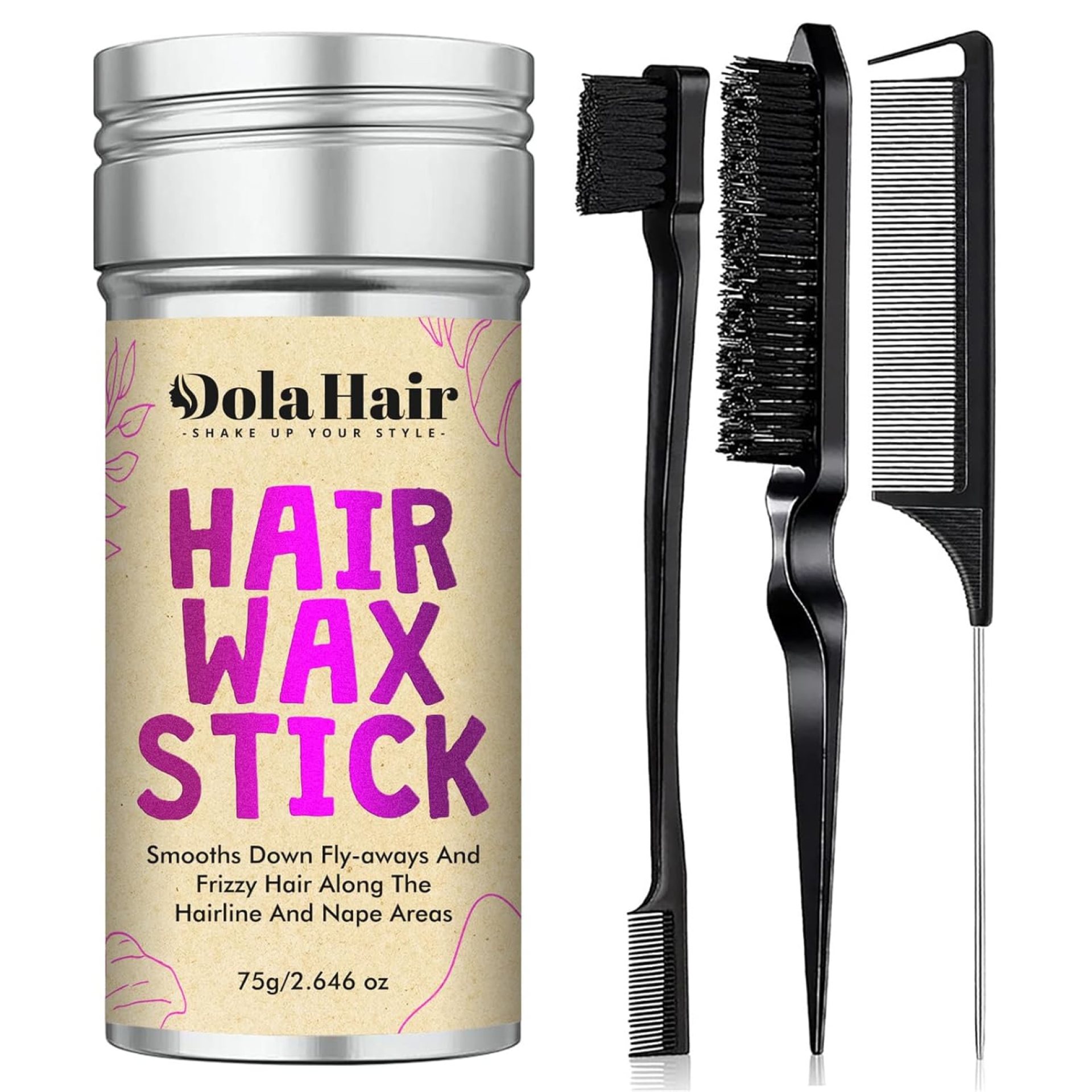Dolahair Hair Wax Stick – Flyaway Control and Styling Pomade for Kids, Women, and Men – Hair Bun Maker and Accessorie Slick Back Hair Brush Dolahair Hair Wax Stick – Flyaway Control and Styling Pomade for Kids, Women, and Men – Hair Bun Maker and Accessorie Slick Back Hair Brush