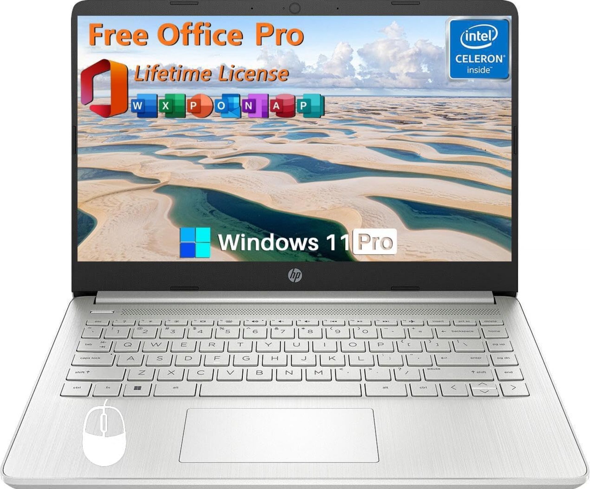 HP 14 Inch Laptop Student Business, with Office Lifetime License & Windows 11 Pro, Intel Dual-Core N4120, 16GB RAM, 384GB Storage(128GB eMMC+256GB MSD), Ultra Light, Webcam, WiFi, Accessories HP 14 Inch Laptop Student Business, with Office Lifetime License & Windows 11 Pro, Intel Dual-Core N4120, 16GB RAM, 384GB Storage(128GB eMMC+256GB MSD), Ultra Light, Webcam, WiFi, Accessories