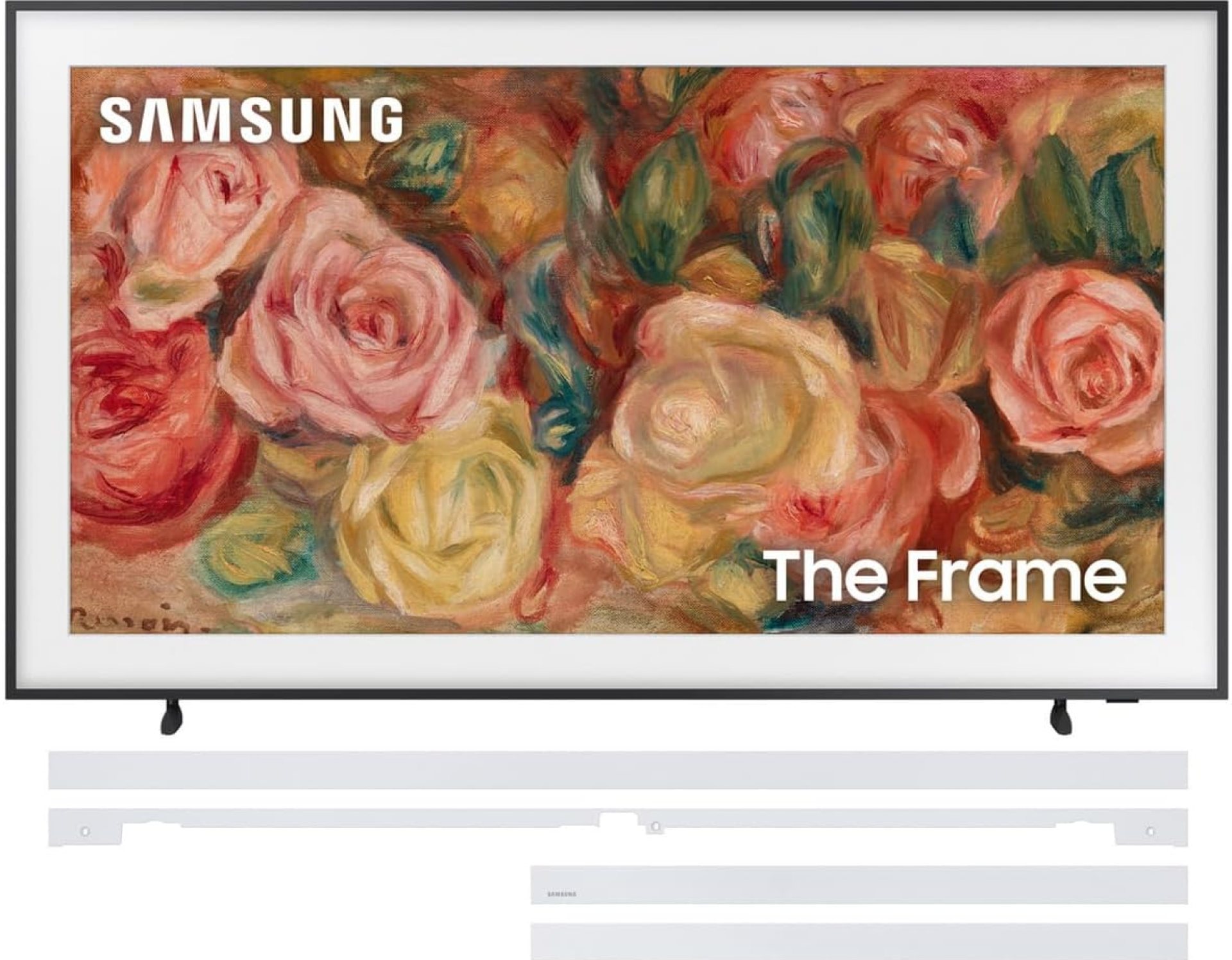 SAMSUNG QN55LS03DAFXZA 55 Inch The Frame 4K Smart Quantum HDR TV with a VG-SCFA55WTB 55 Inch The Frame Customizable Bezel – Modern White (2024) SAMSUNG QN55LS03DAFXZA 55 Inch The Frame 4K Smart Quantum HDR TV with a VG-SCFA55WTB 55 Inch The Frame Customizable Bezel – Modern White (2024)