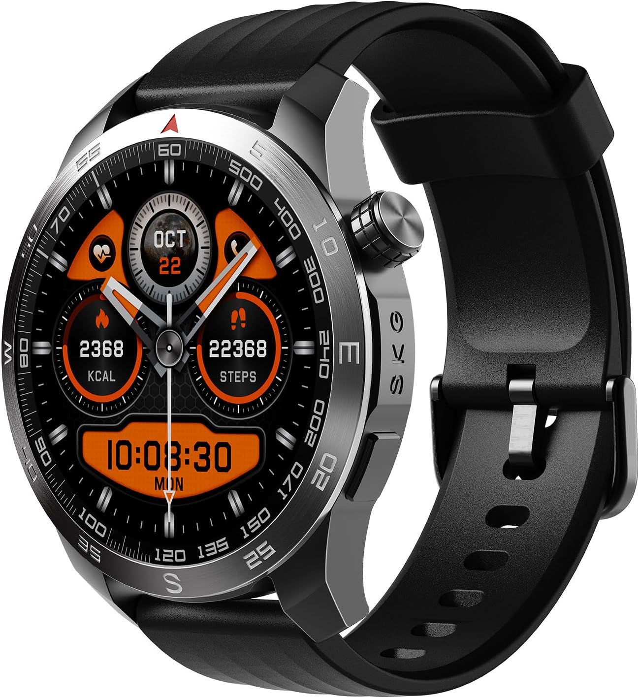 SKG Smart Watch for Men Women, 1.43″ GPS Built-in Smartwatch with 100+ Sports Magnetometer Barometer, 9-Day Runtime 5ATM Waterproof Fitness Watch, for Health Tracker Android iPhone Compatiable, GT5 SKG Smart Watch for Men Women, 1.43″ GPS Built-in Smartwatch with 100+ Sports Magnetometer Barometer, 9-Day Runtime 5ATM Waterproof Fitness Watch, for Health Tracker Android iPhone Compatiable, GT5