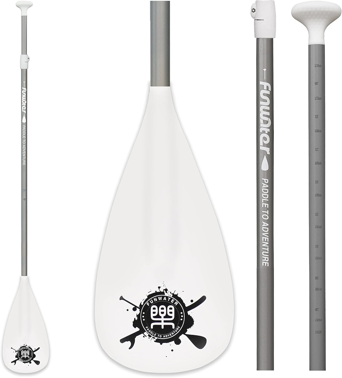FunWater SUP Paddles – Adjustable Stand Up Paddle 3 Piece Floating Alloy Portable Paddle Board Paddles – Lightweight & Floating oars – Durable and Packable – Efficient Padding FunWater SUP Paddles – Adjustable Stand Up Paddle 3 Piece Floating Alloy Portable Paddle Board Paddles – Lightweight & Floating oars – Durable and Packable – Efficient Padding