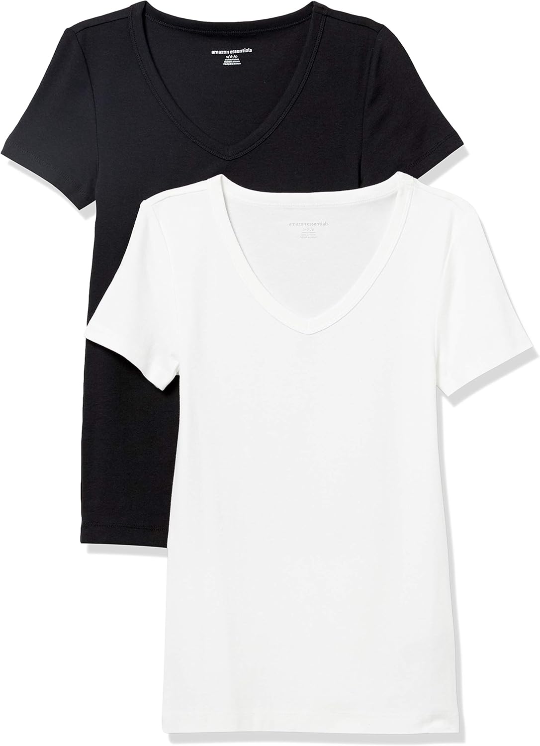 Amazon Essentials Women’s Slim-Fit Short-Sleeve V-Neck T-Shirt, Pack of 2 Amazon Essentials Women’s Slim-Fit Short-Sleeve V-Neck T-Shirt, Pack of 2
